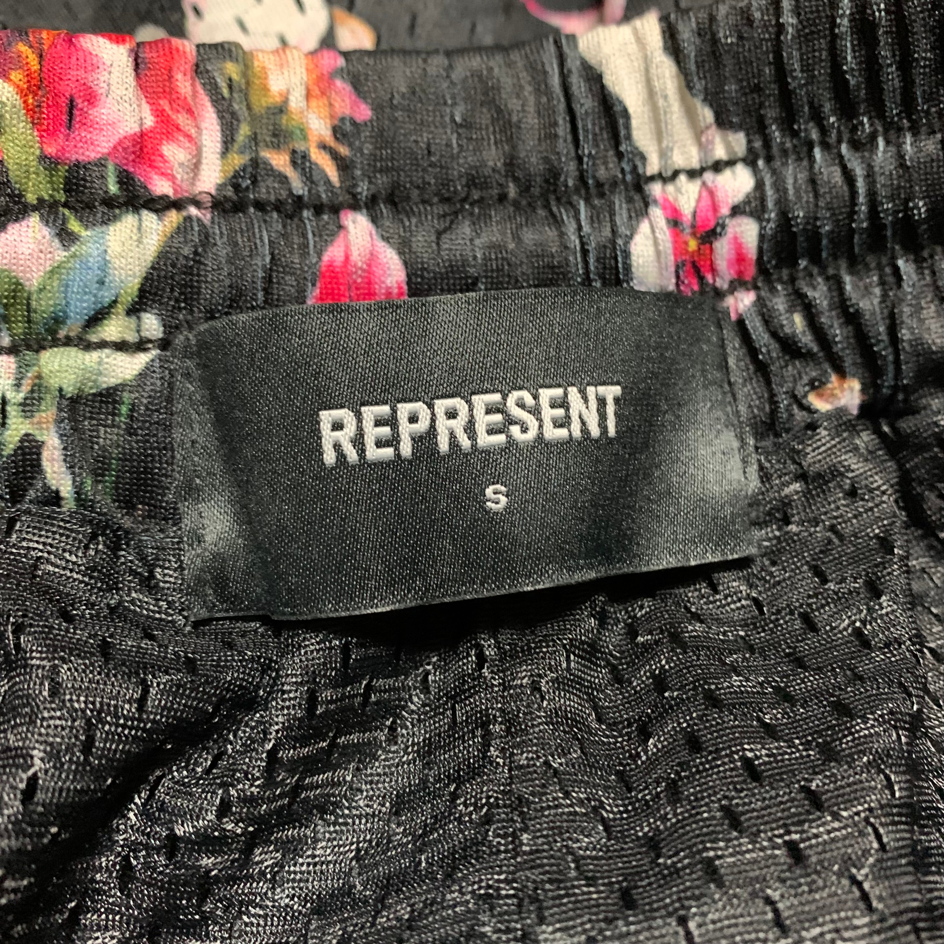 Represent Small Shorts Black Mesh Floral Bottoms