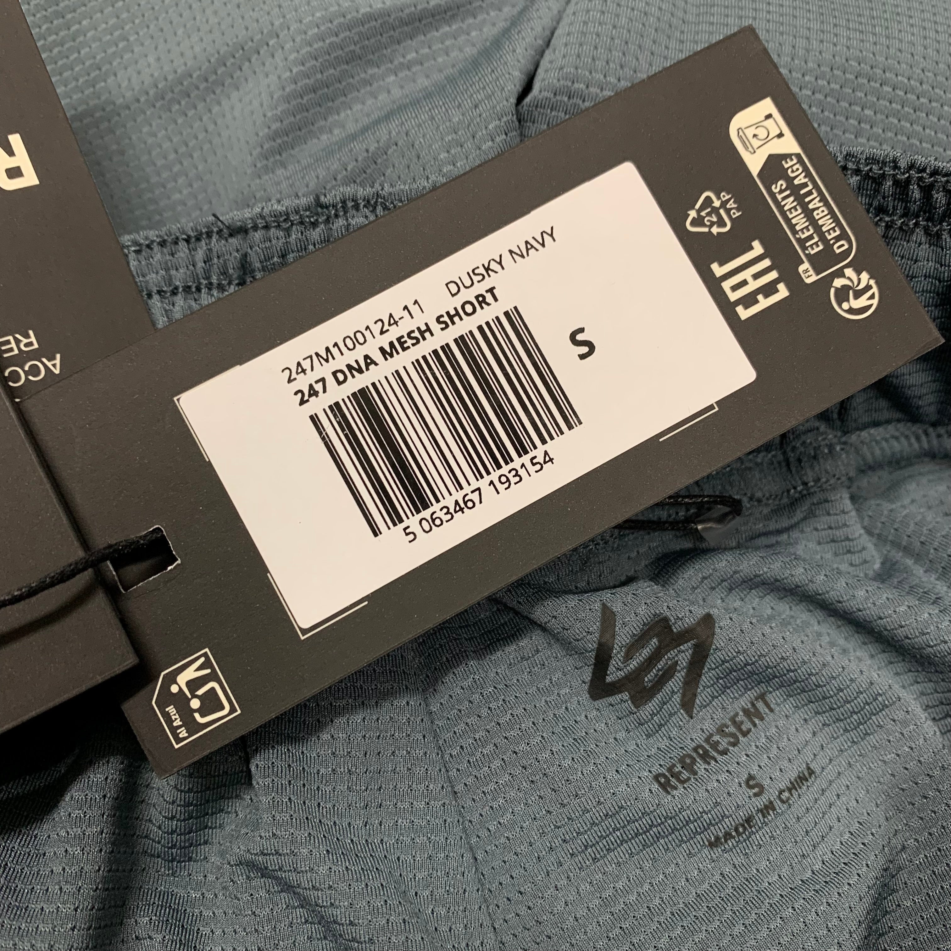 Represent Small Shorts 247 DNA Mesh Dusky Navy Blue Bottoms