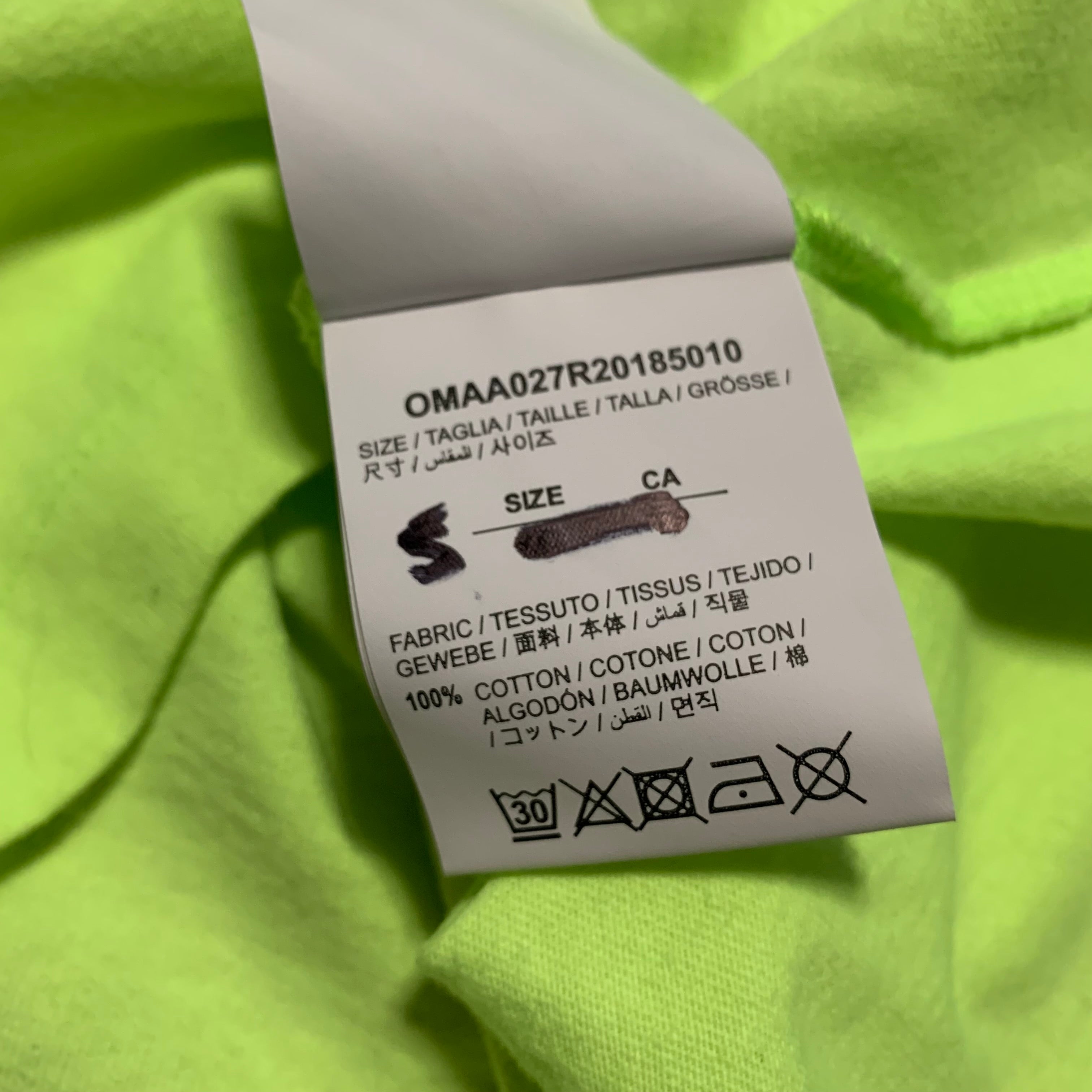 Off White Small Arrows Graphic Neon Green Tee Virgil Abloh