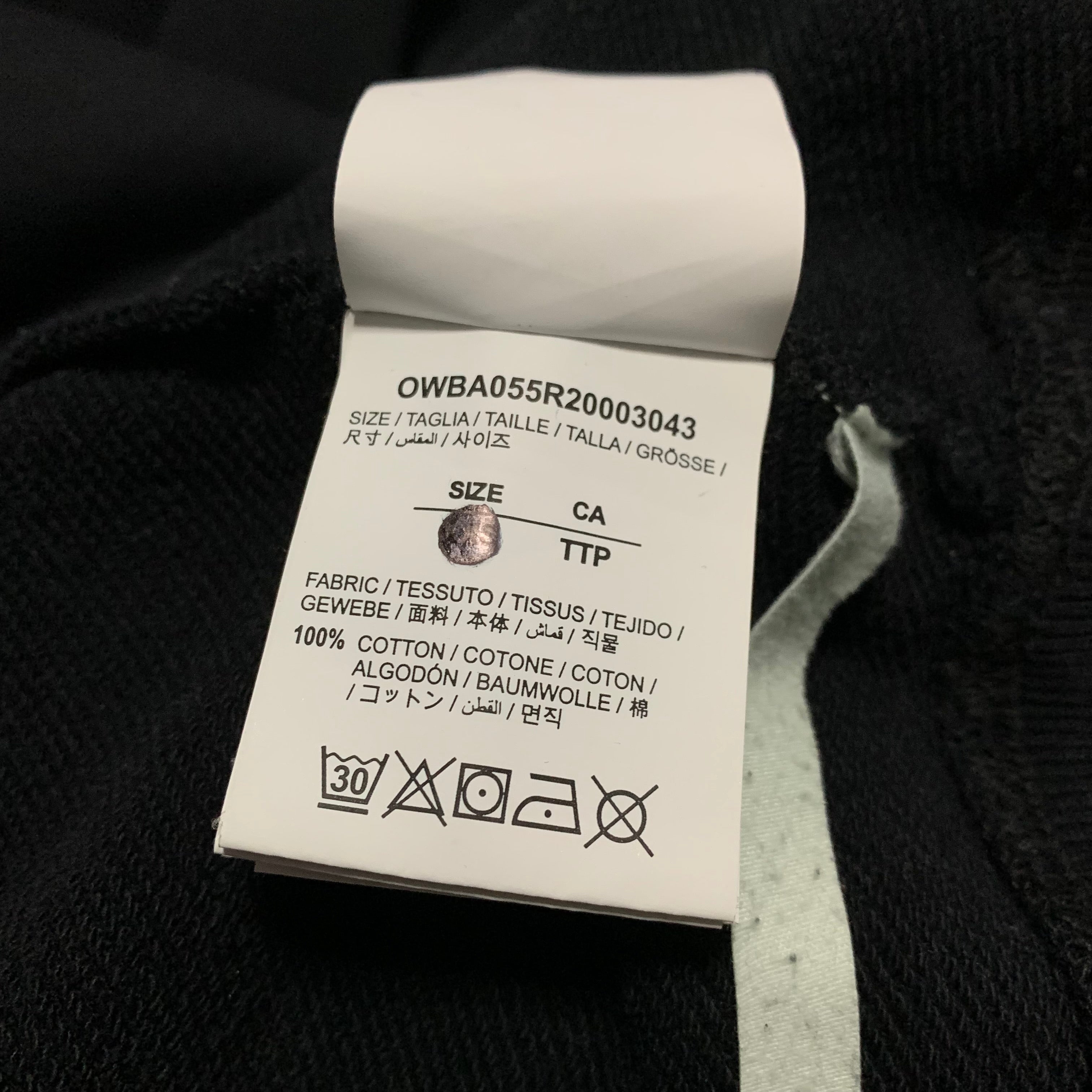 Off White XS Arrow Sketch Black Sweatshirt Crewneck Pockets Virgil Abloh