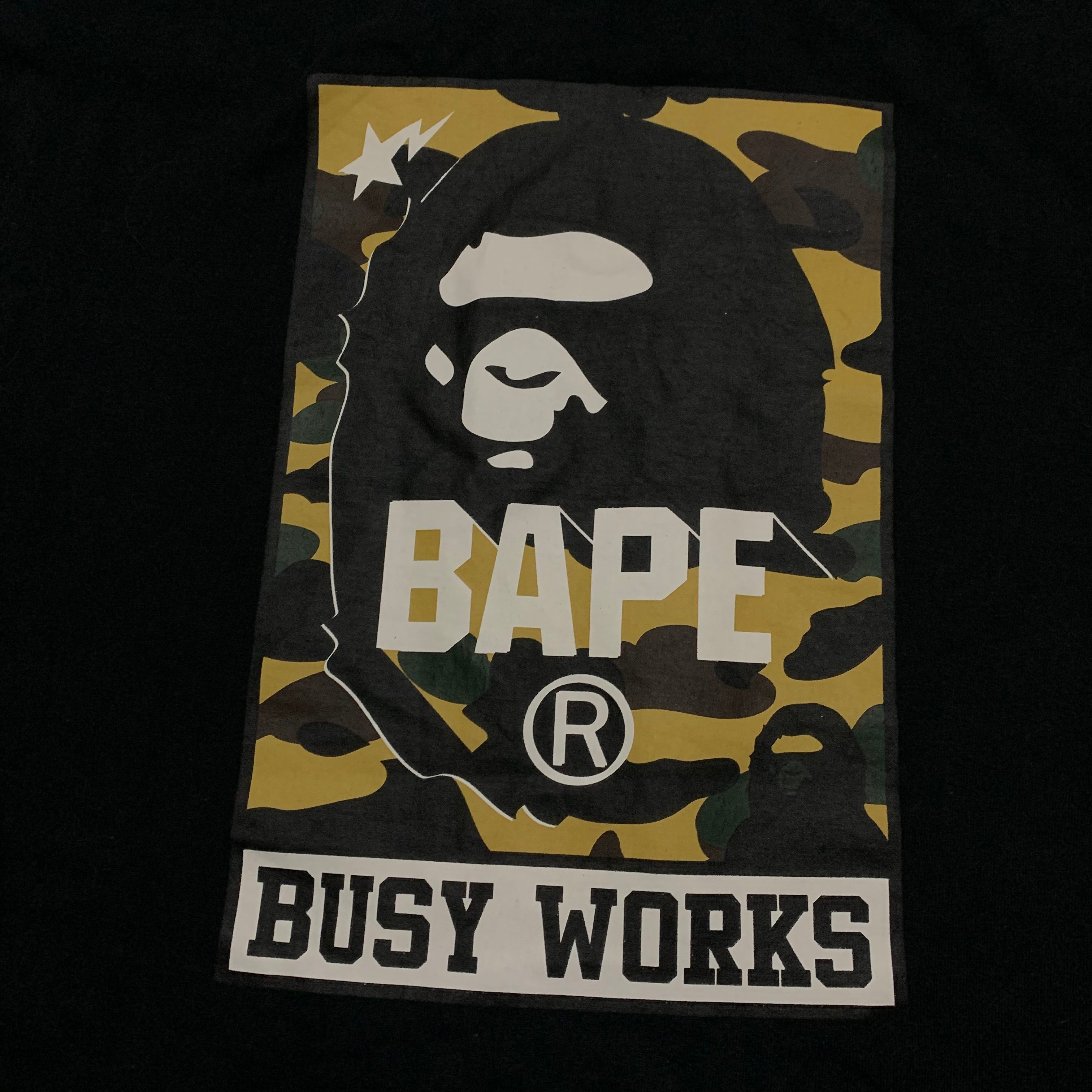 Bape Small Busy Works 1st Camo Back Graphic Black Tee