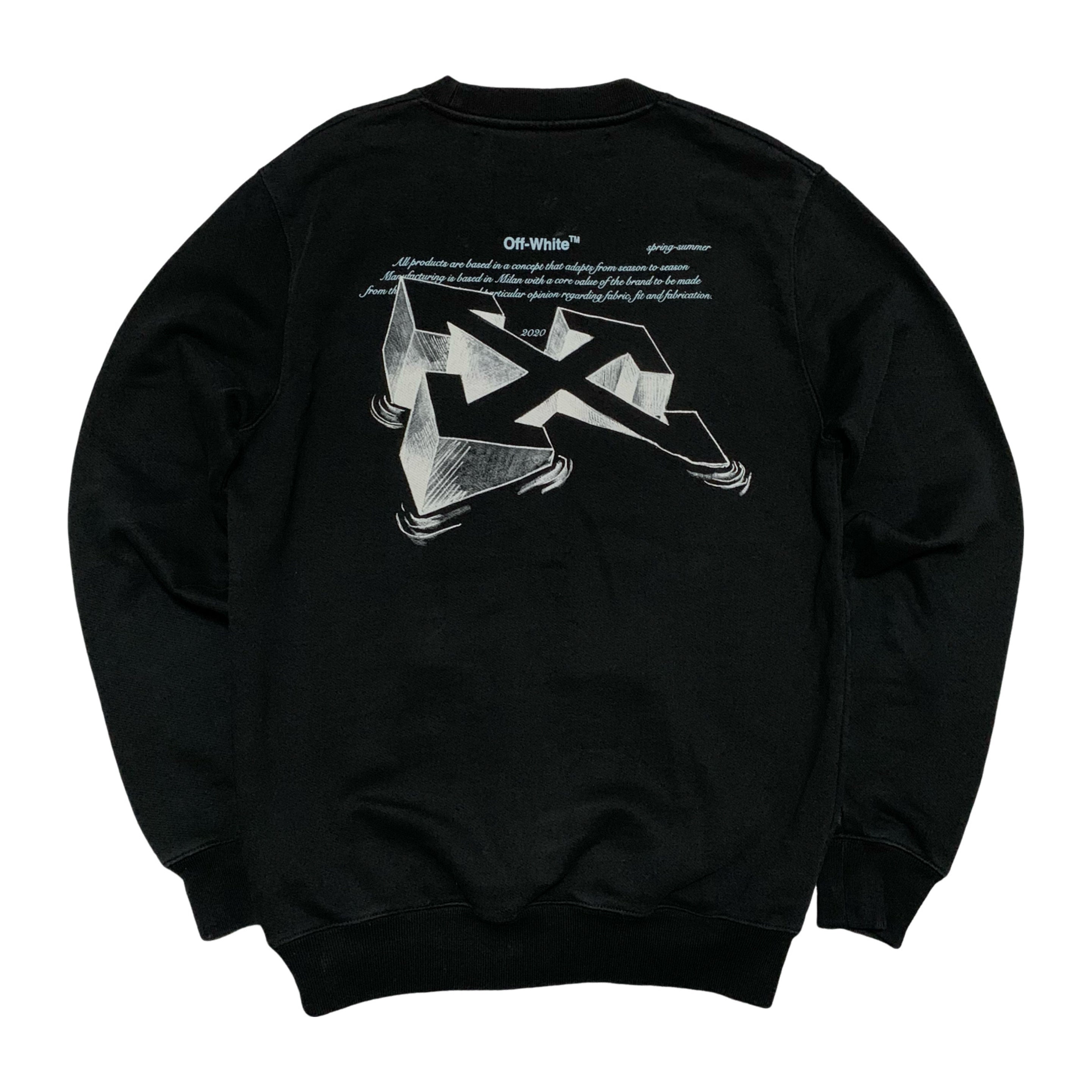 Off White XS Arrow Sketch Black Sweatshirt Crewneck Pockets Virgil Abloh