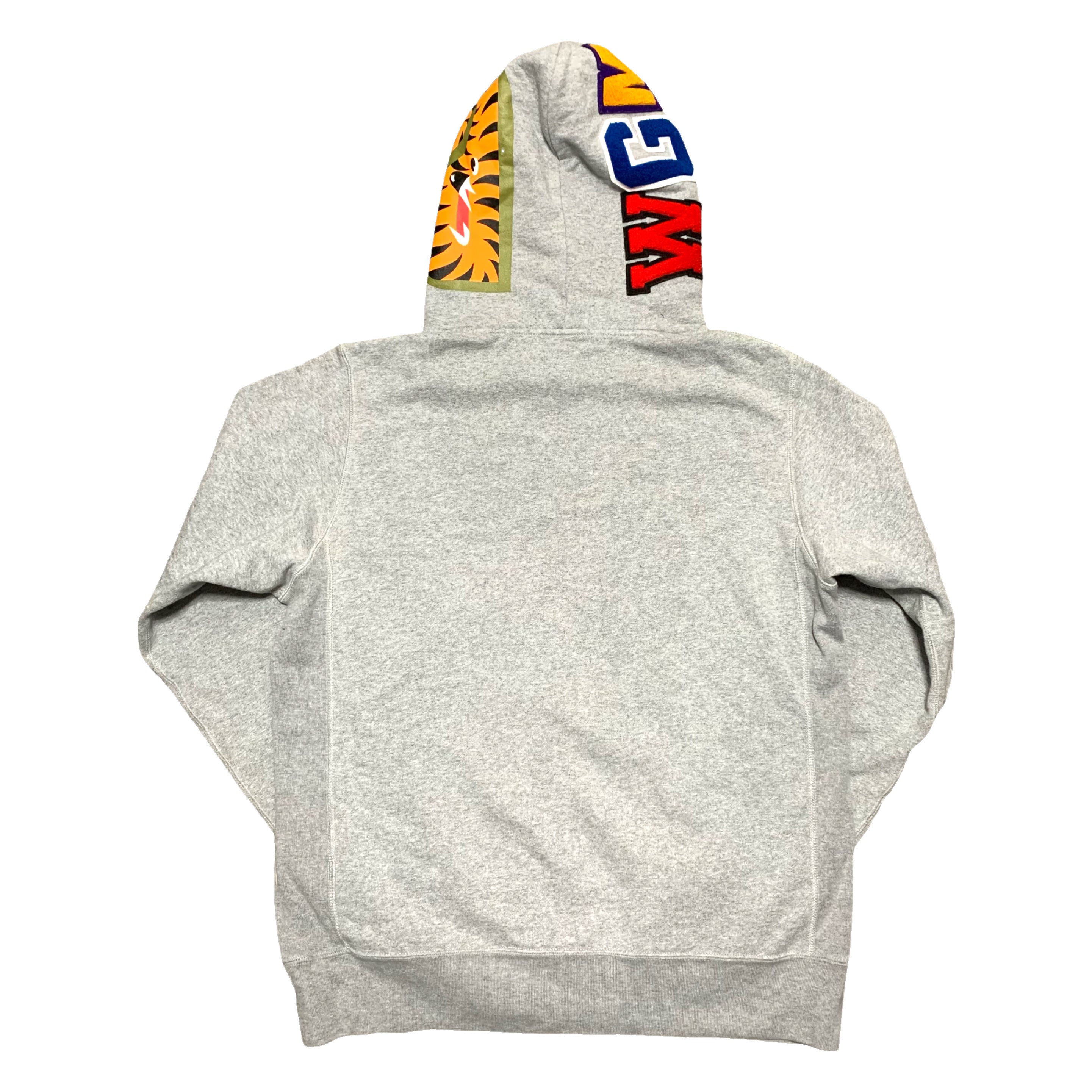 Bape Large Shark Tiger Grey Pullover Hoodie A Bathing Ape