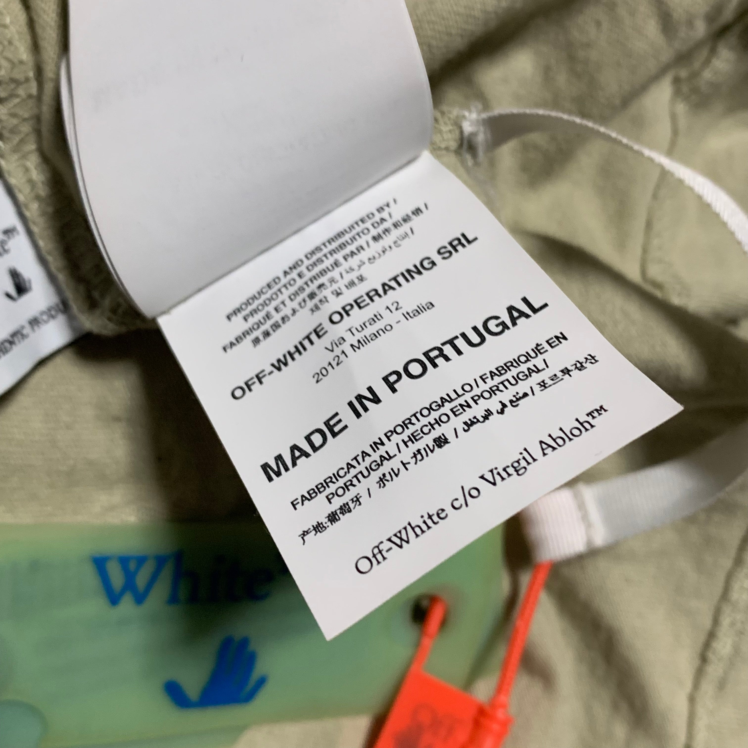 Off White Large Arrows Tab Beige Khaki Tee Virgil Abloh