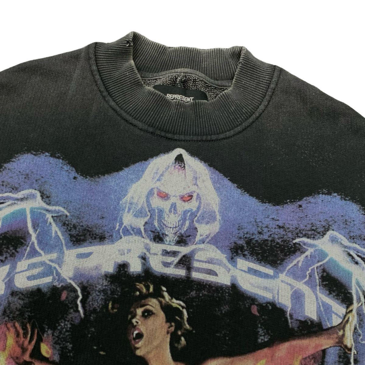 Represent Medium Sweatshirt Spirit Reaper Vintage Black Crewneck Distressed