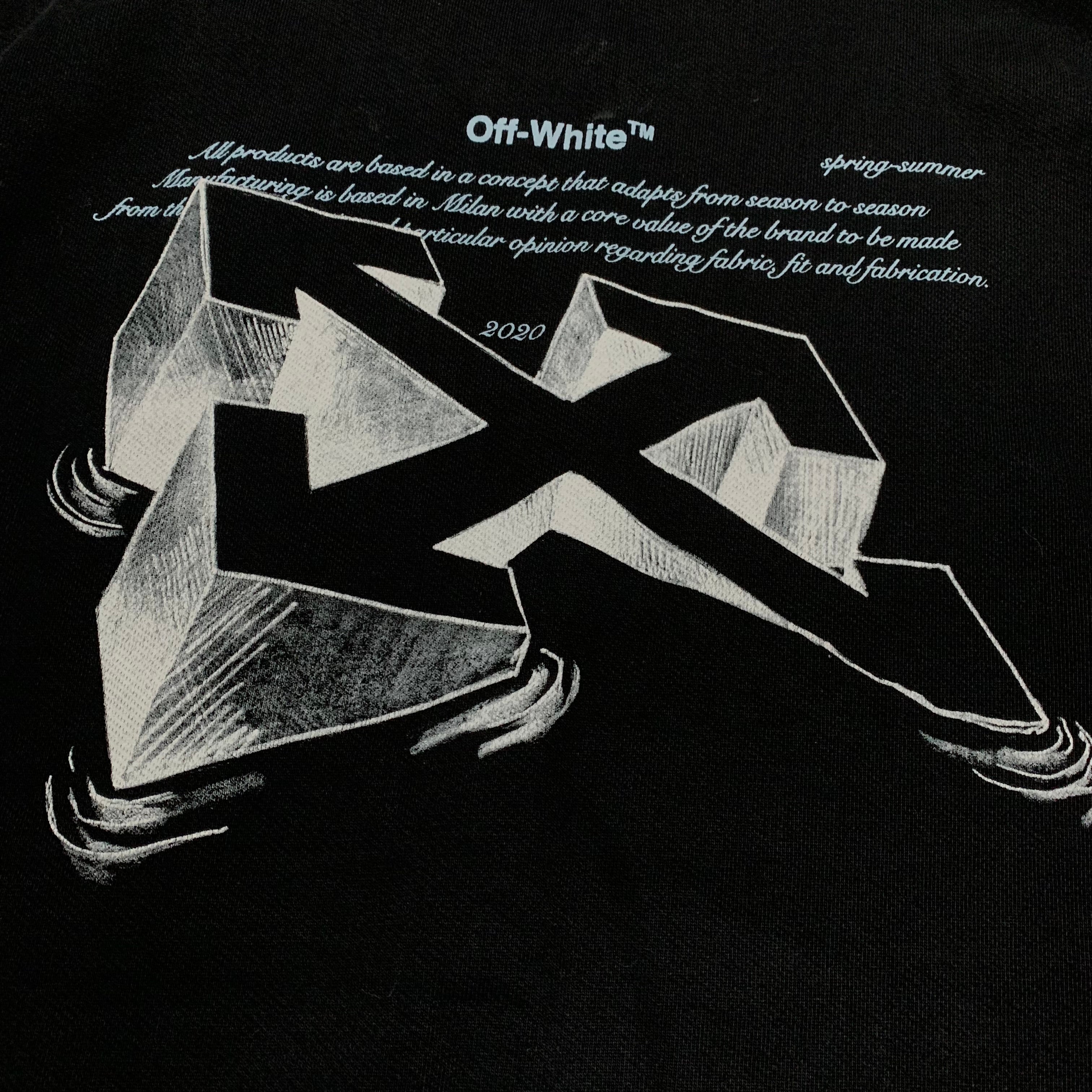 Off White XS Arrow Sketch Black Sweatshirt Crewneck Pockets Virgil Abloh