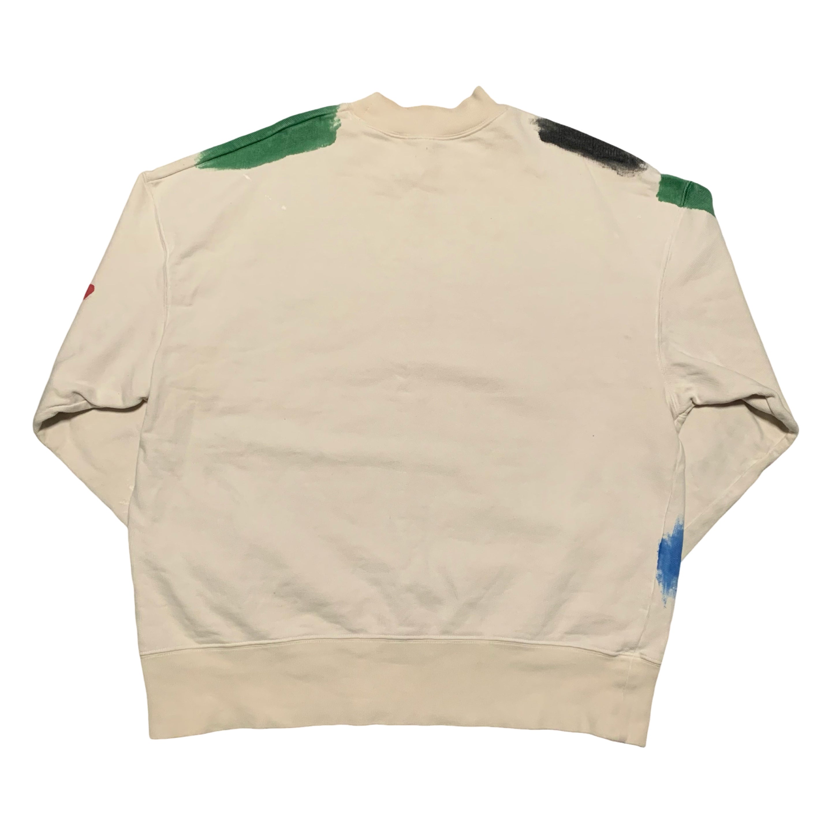 Palm Angels Small Brush Strokes Sweatshirt Crewneck White Beige Oversized Fit