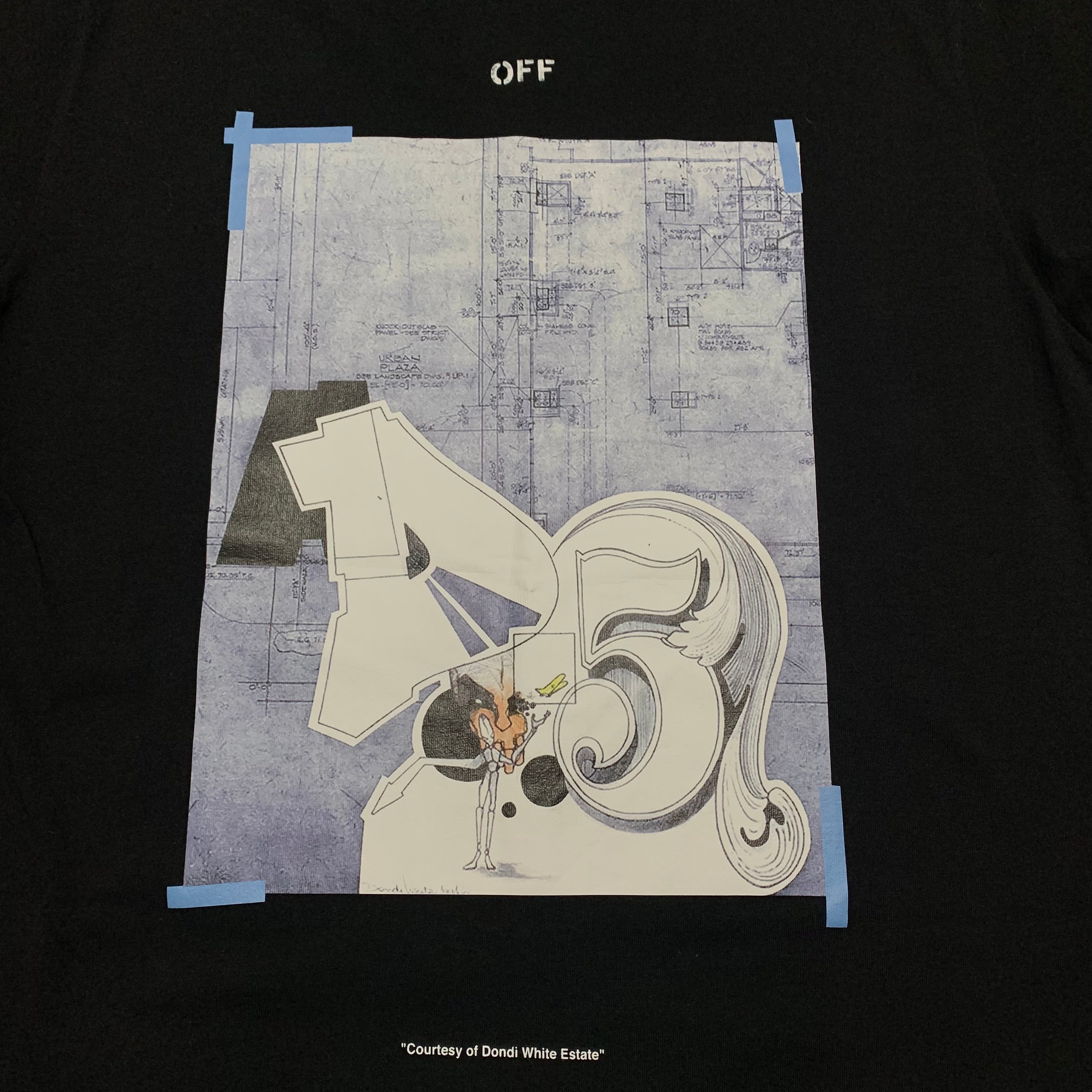 Off White Large Dondi Art Graphic Black Tee Virgil Abloh