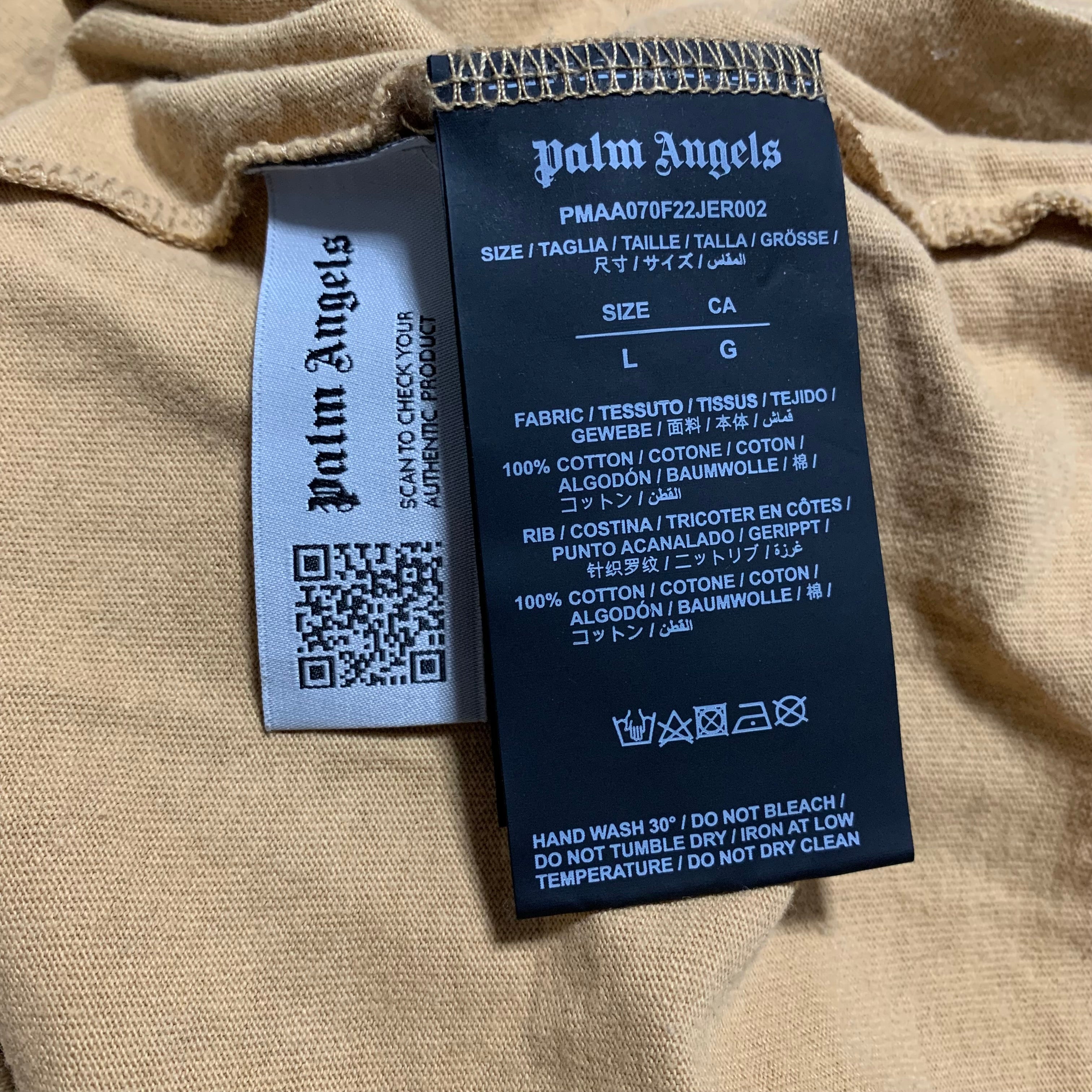 Palm Angels Large Classic Logo Mustard Tan Tee