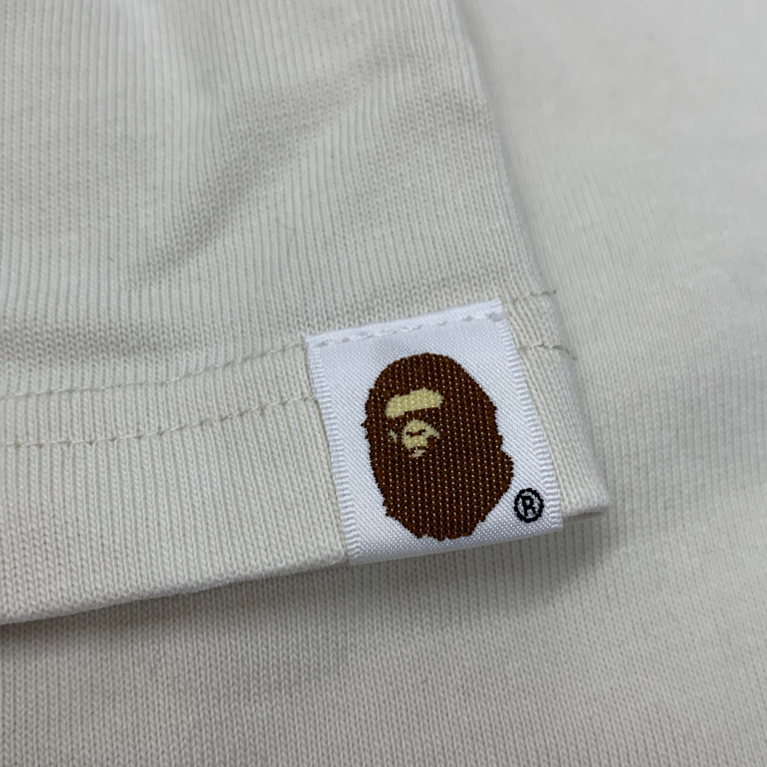 Bape Medium Tee Mad Ape Graphic Acid Wash Ivory White T-Shirt A Bathing Ape