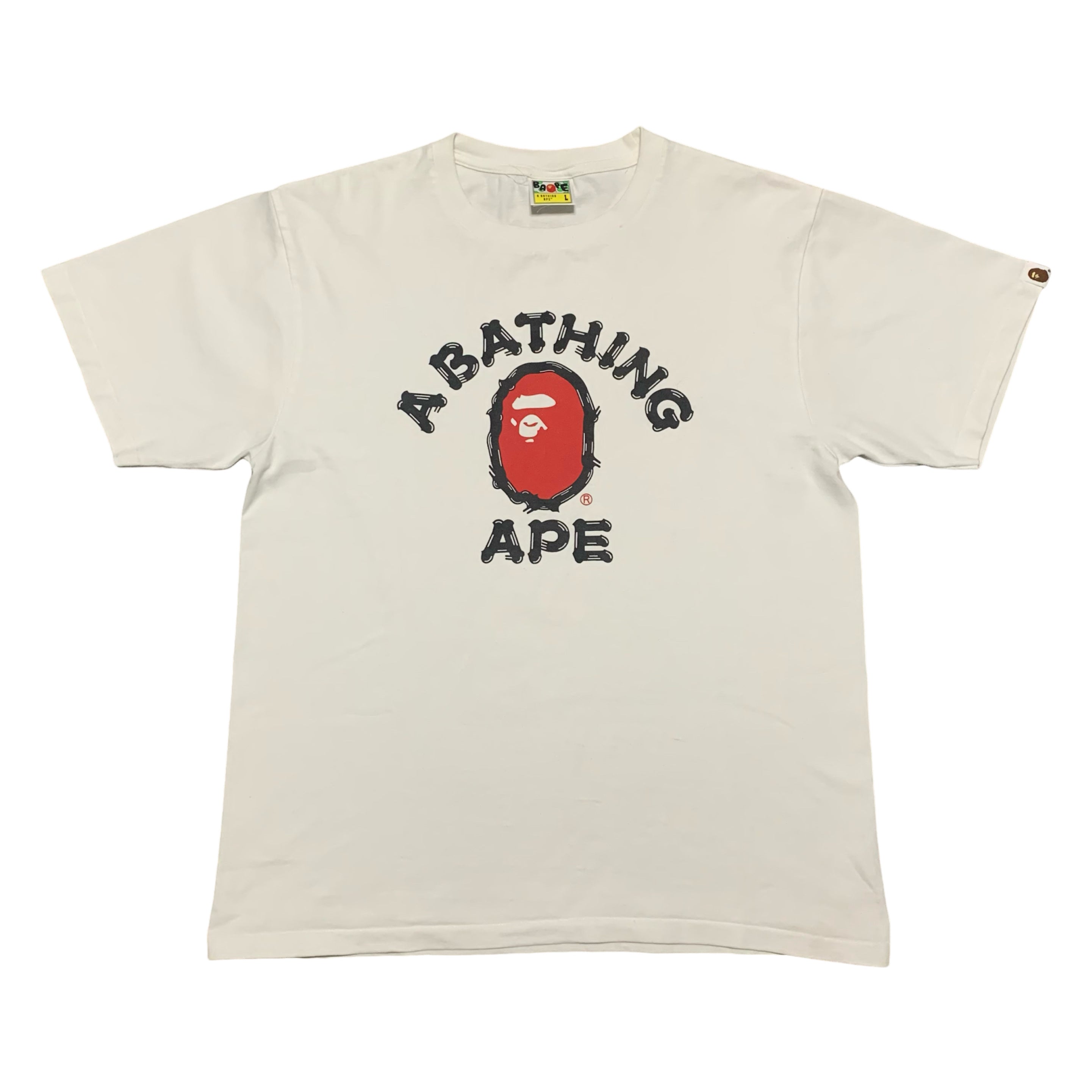 Bape Large Brush College White Tee A Bathing Ape