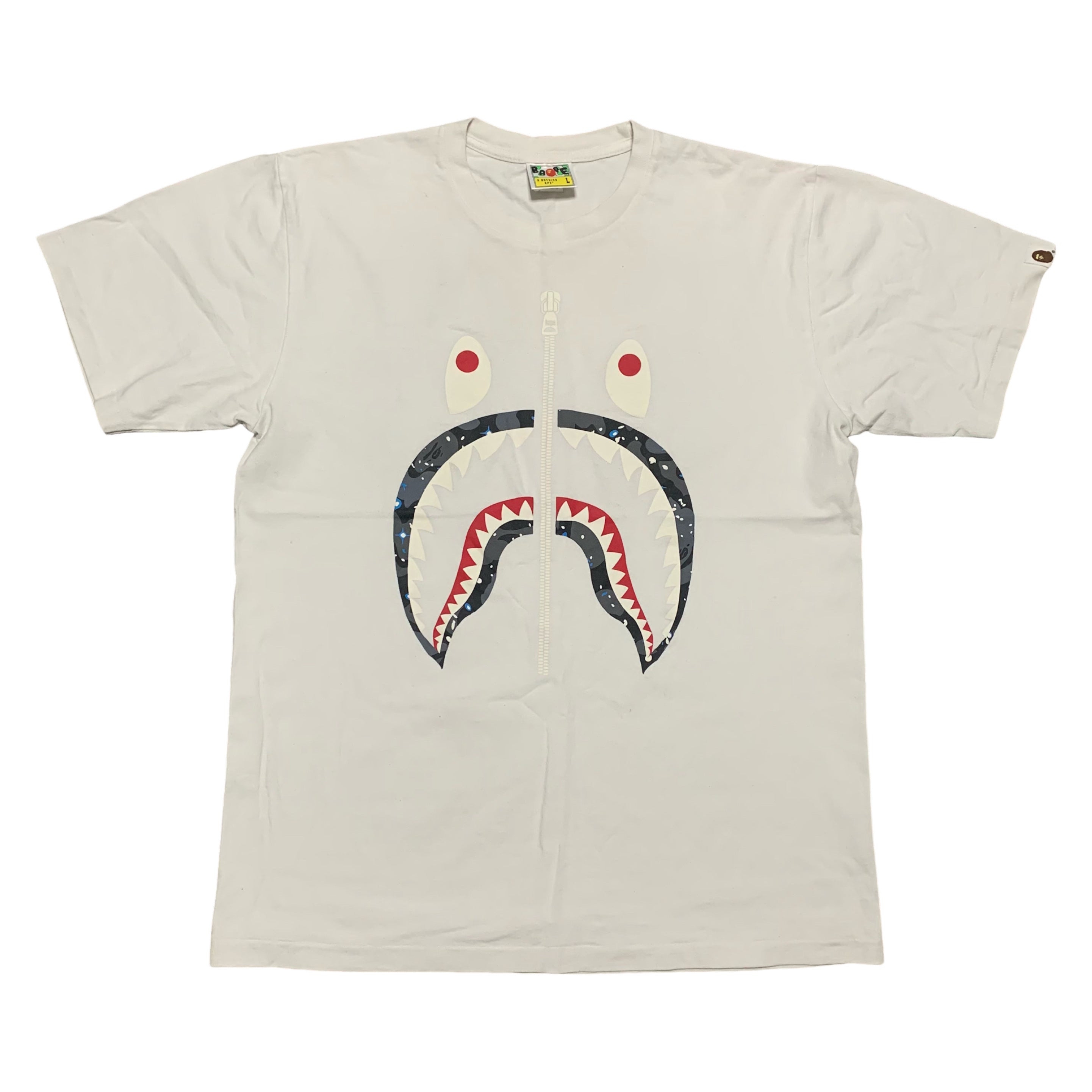 Bape Large Shark Space Camo White Tee A Bathing Ape