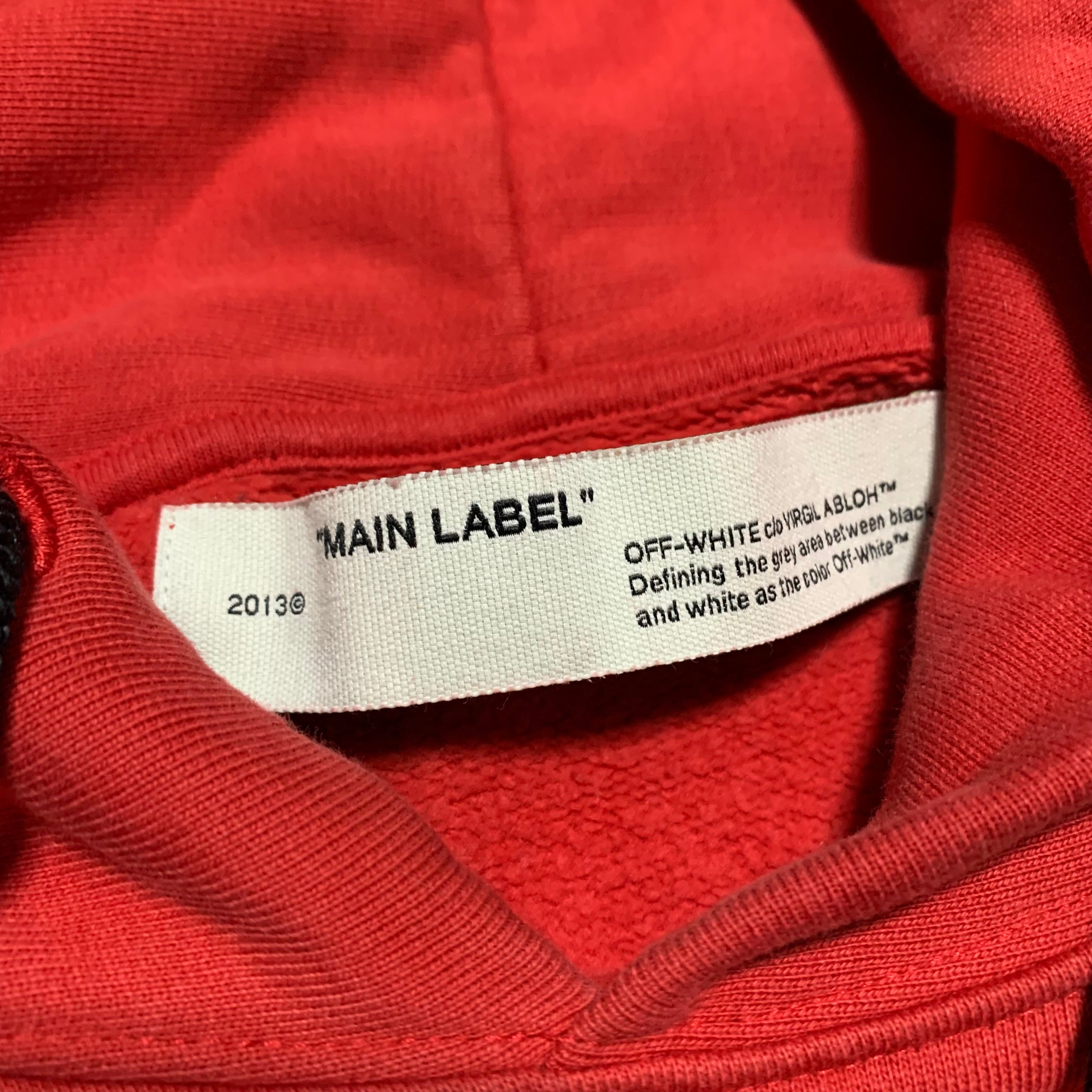 Off White Small Airport Arrows Red Hoodie Virgil Abloh