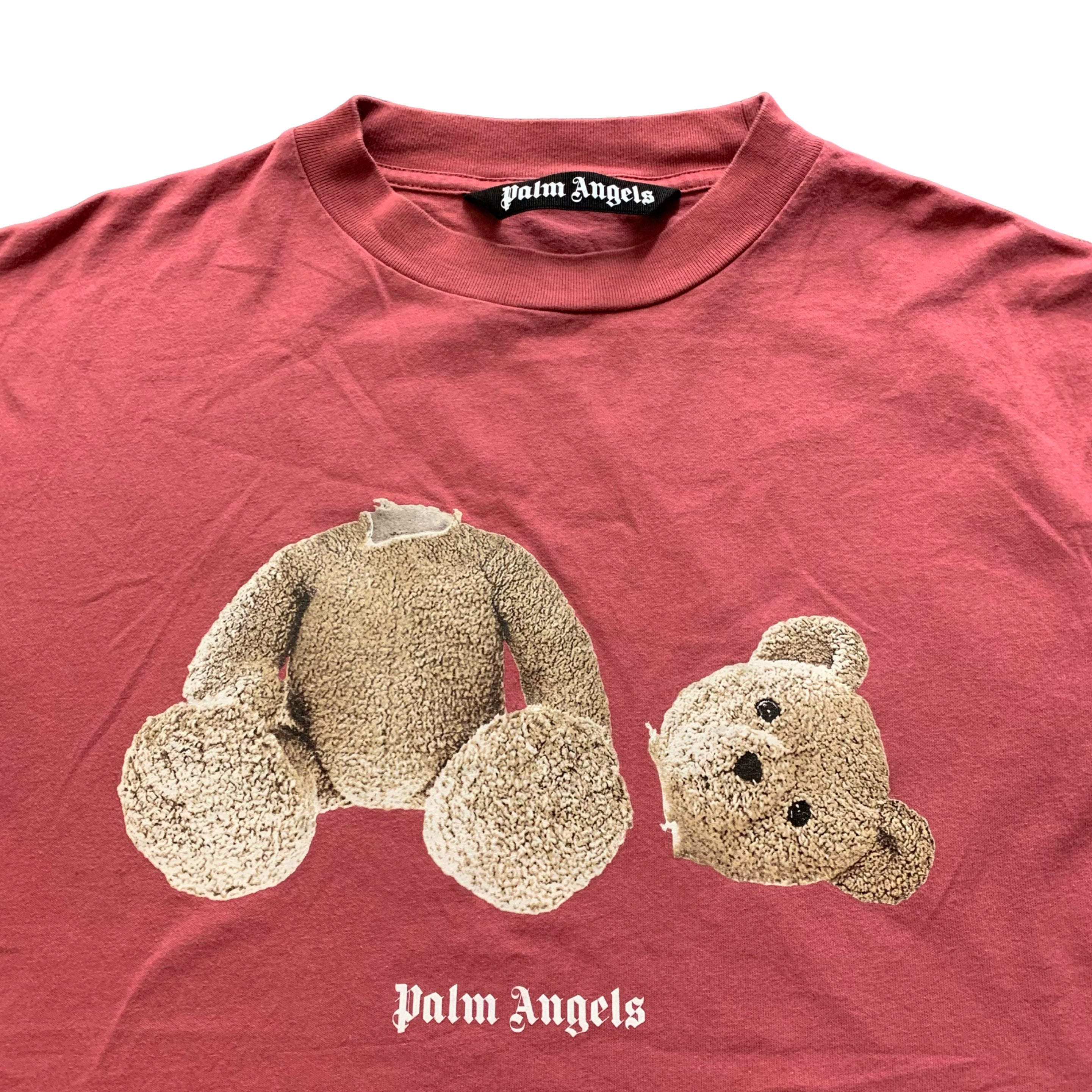 Palm Angels Medium Tee Bear Classic Burgundy Red  Rose Pink T-Shirt