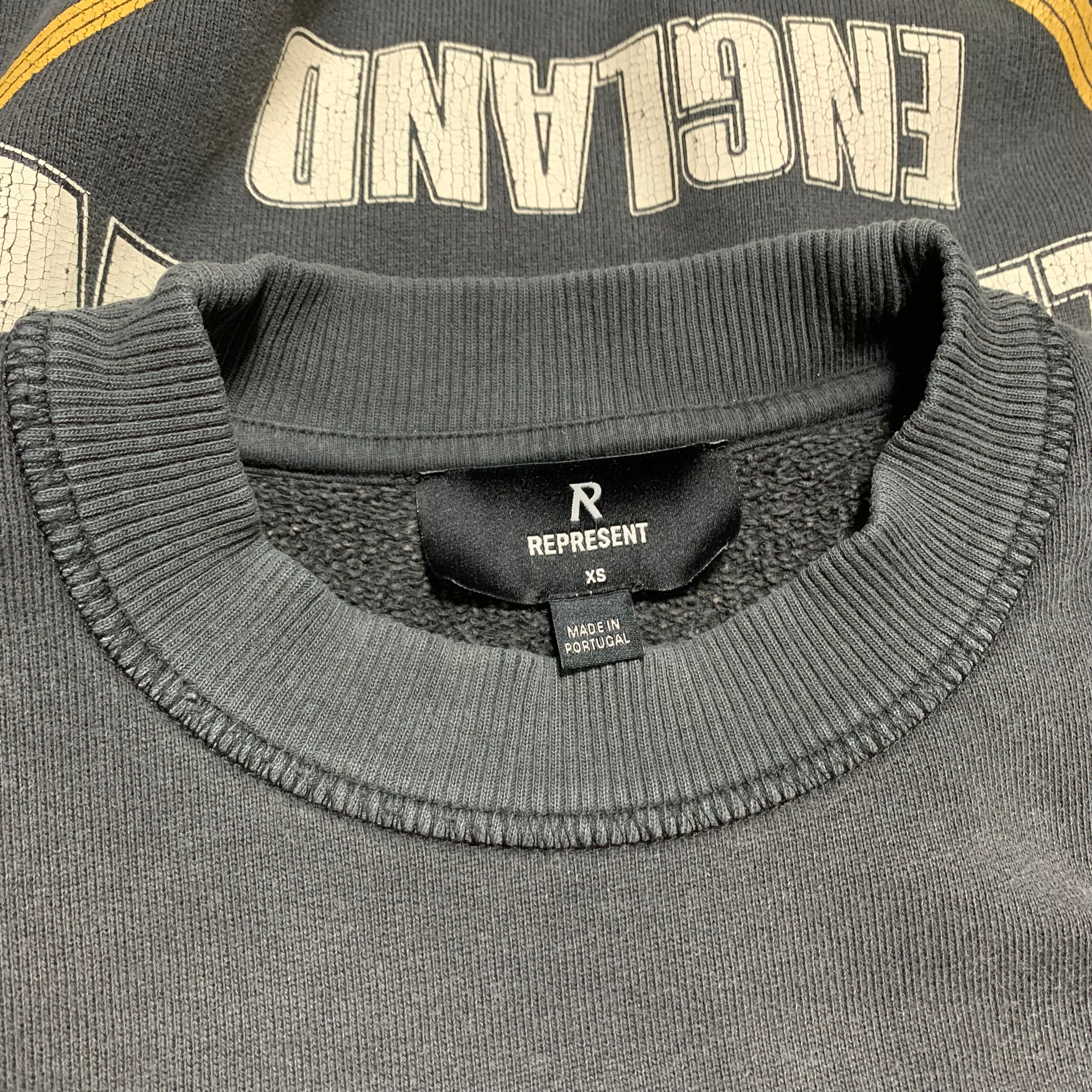 Represent XS Angel Border Stained Black Sweater Sweatshirt Crewneck