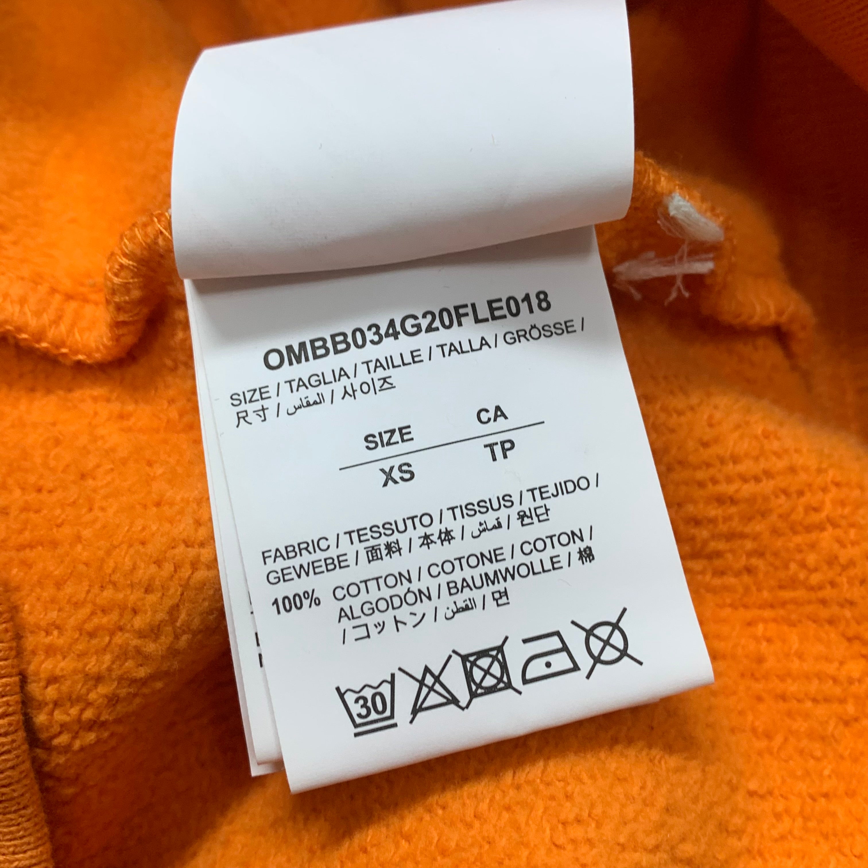 Off White XS Hoodie Tape Arrows Orange Hoodie Virgil Abloh