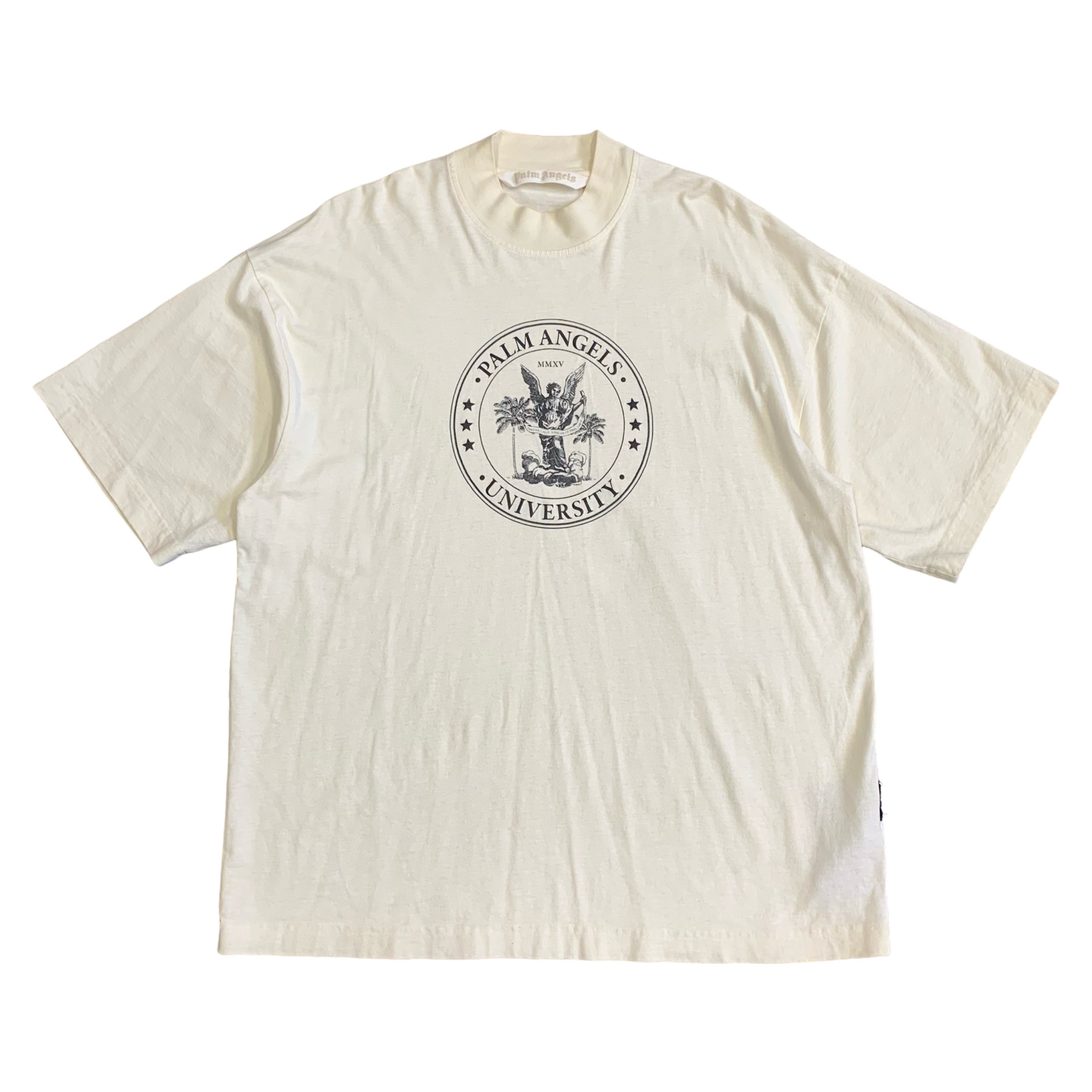 Palm Angels Small Tee College Crew White T-Shirt Oversized Fit Unisex