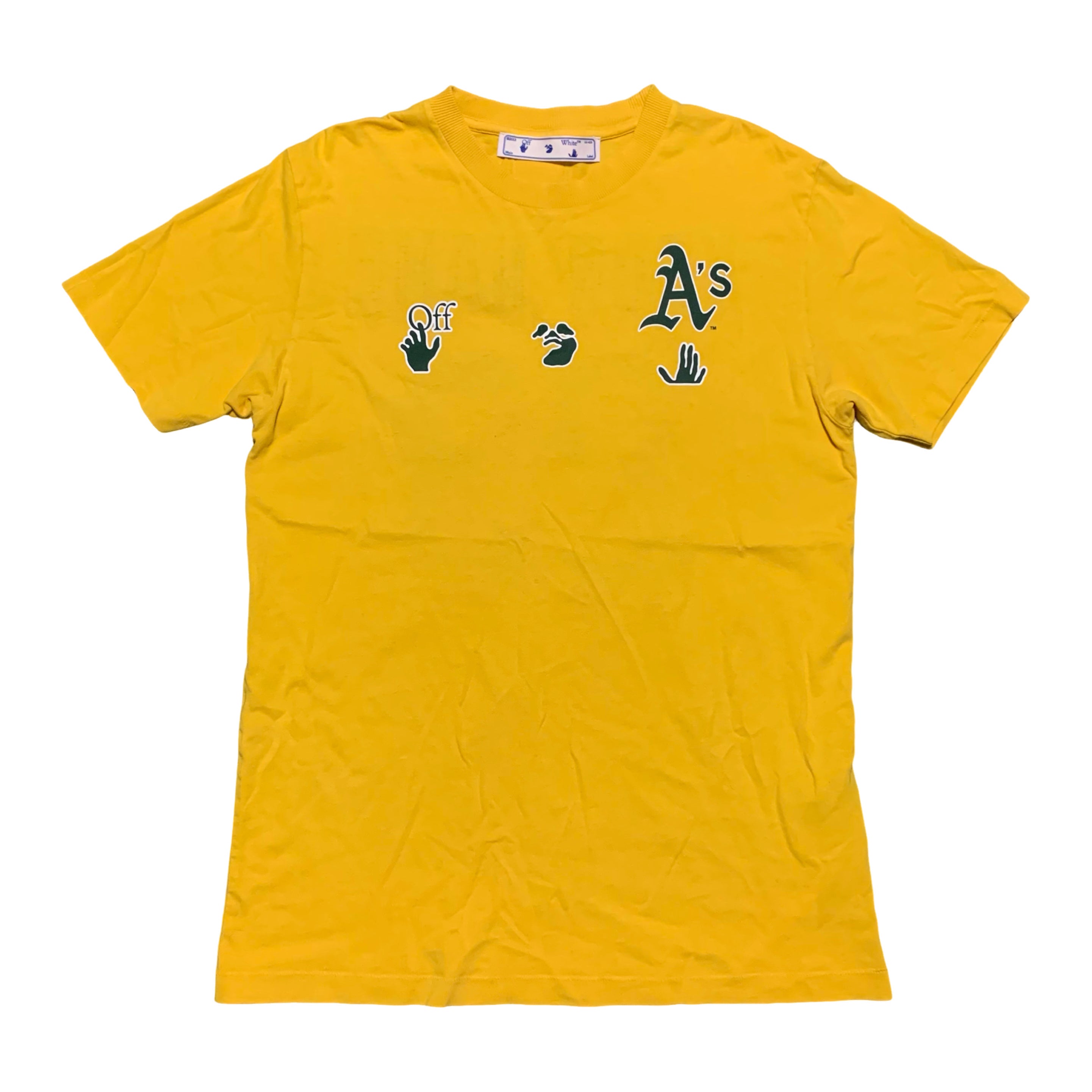 Off White Medium Oakland Athletics MBL Yellow Tee Virgil Abloh