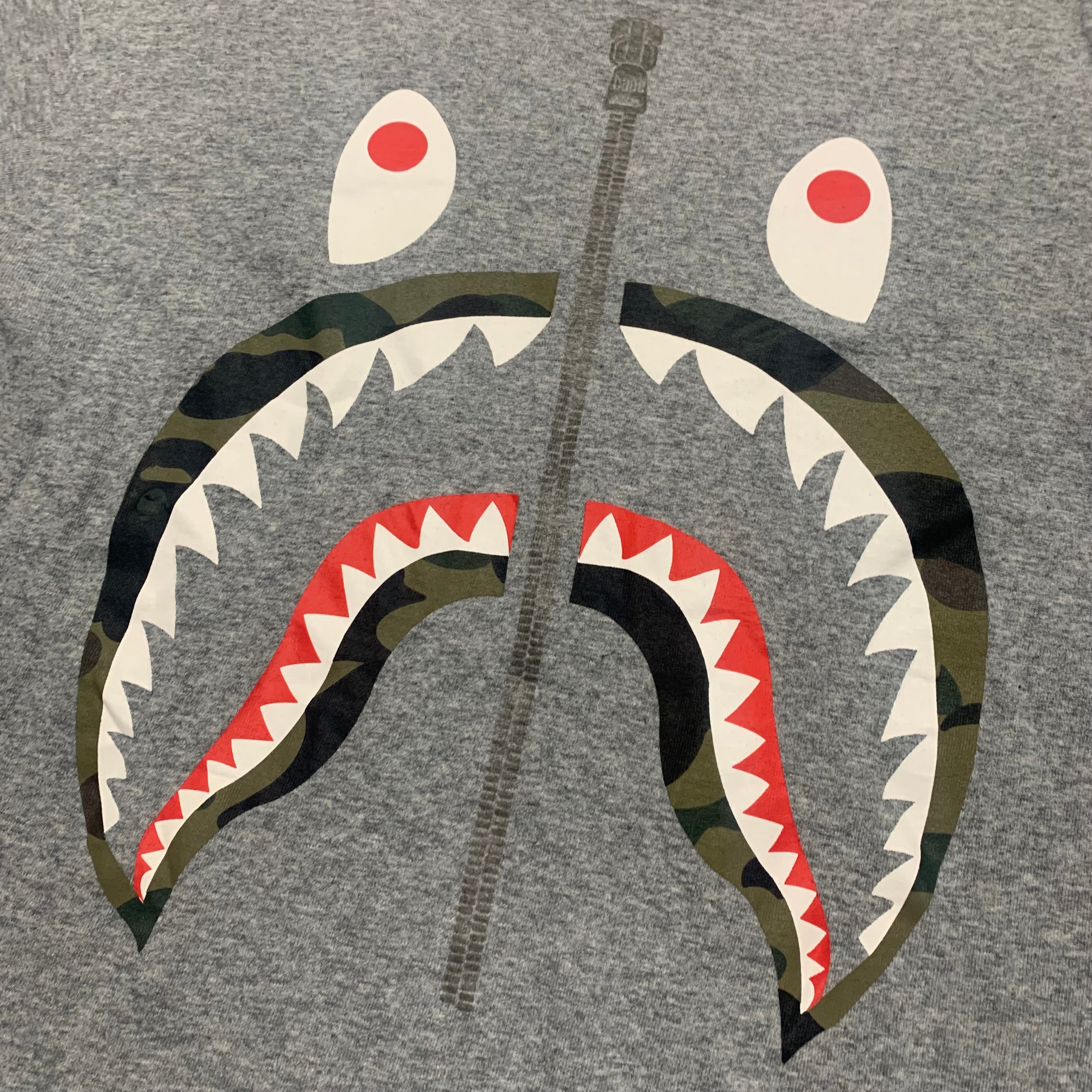 Bape Small Shark Camo Grey Tee A Bathing Ape