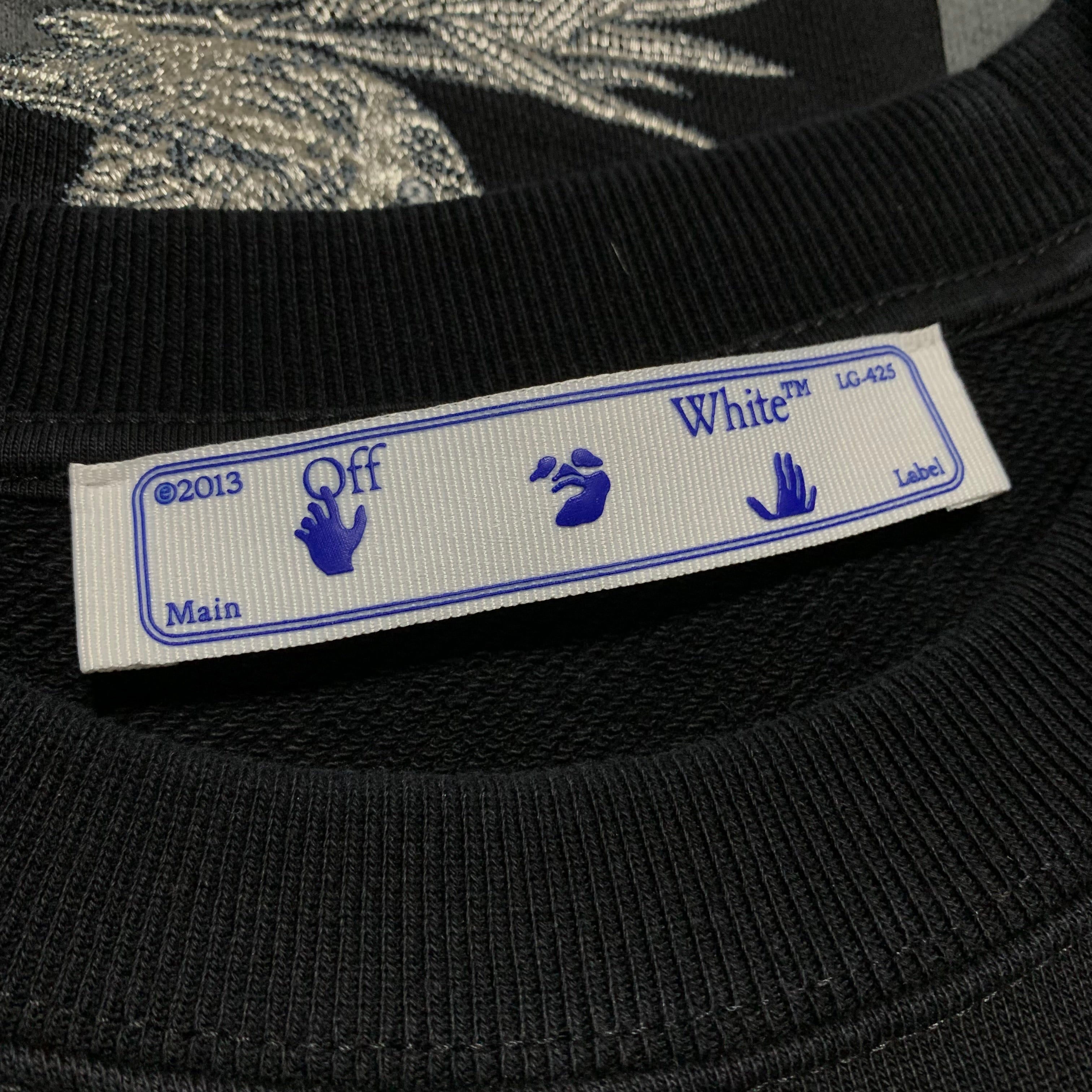 Off White XS Arrows Black Birds Black Sweatshirt Crewneck Virgil Abloh