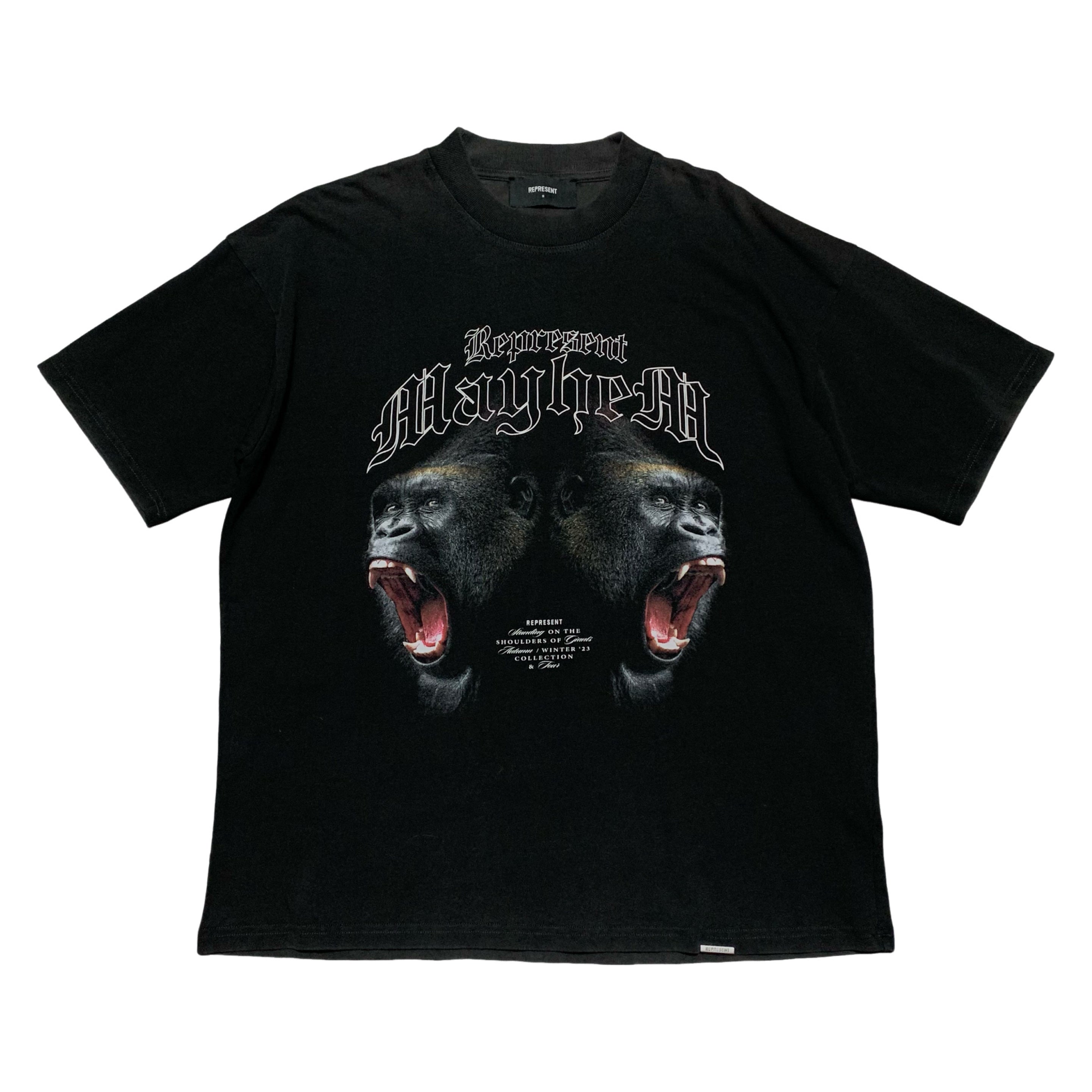 Represent Medium Mayhem Vintage Black Tee Gorilla Graphic