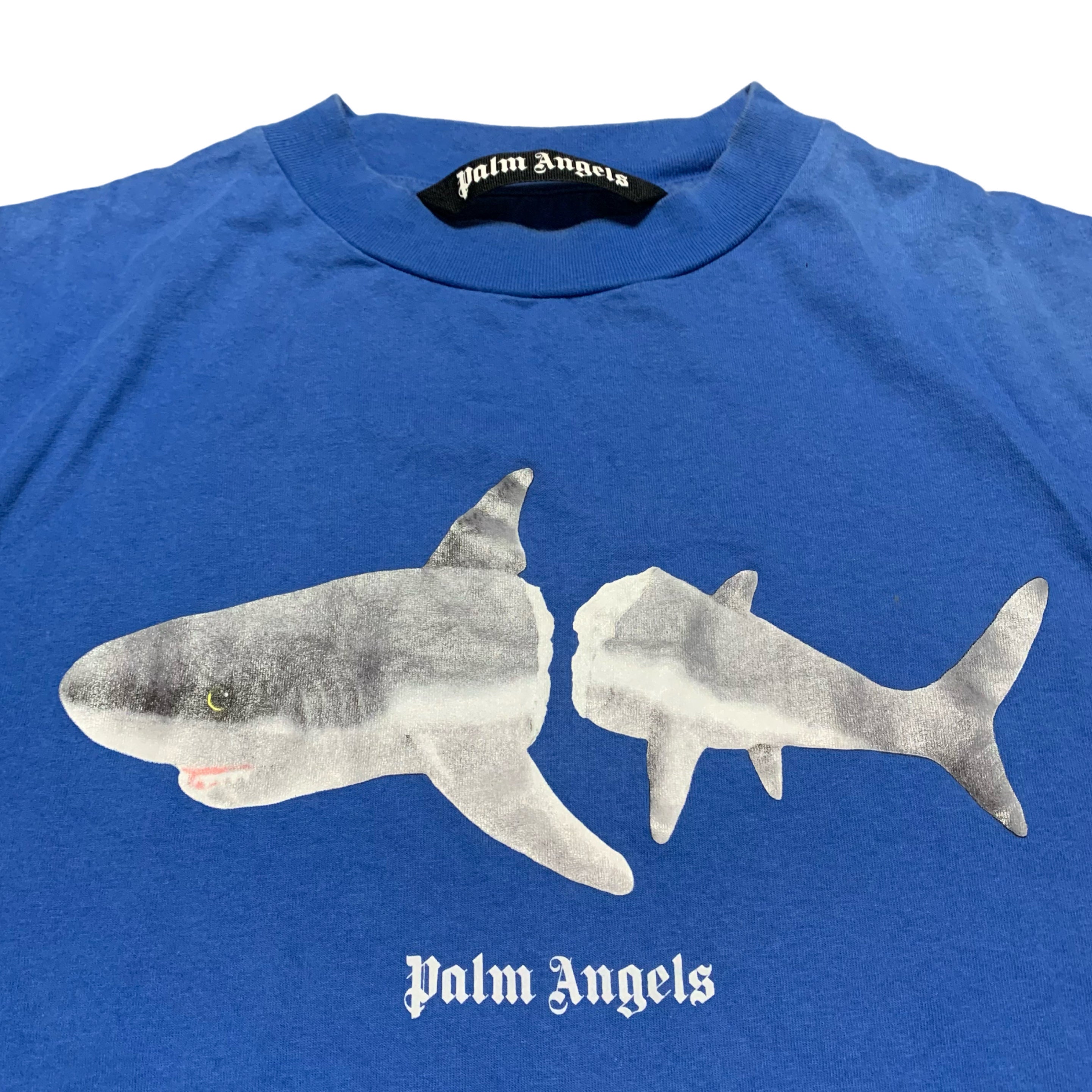 Palm Angels Medium Shark Graphic Blue Tee