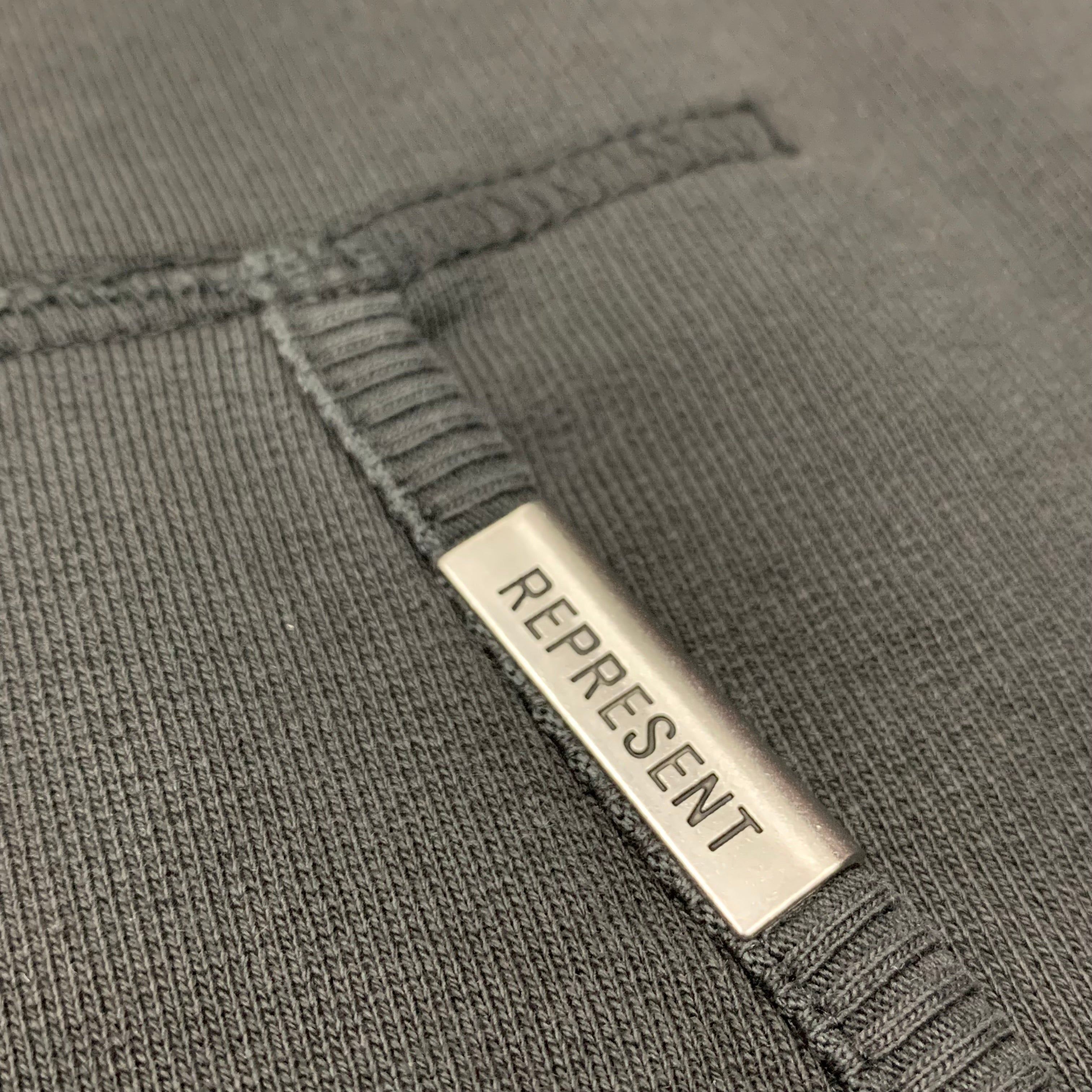 Represent Small Hoodie Embellished Stained Black Hoodie (RRP £180)