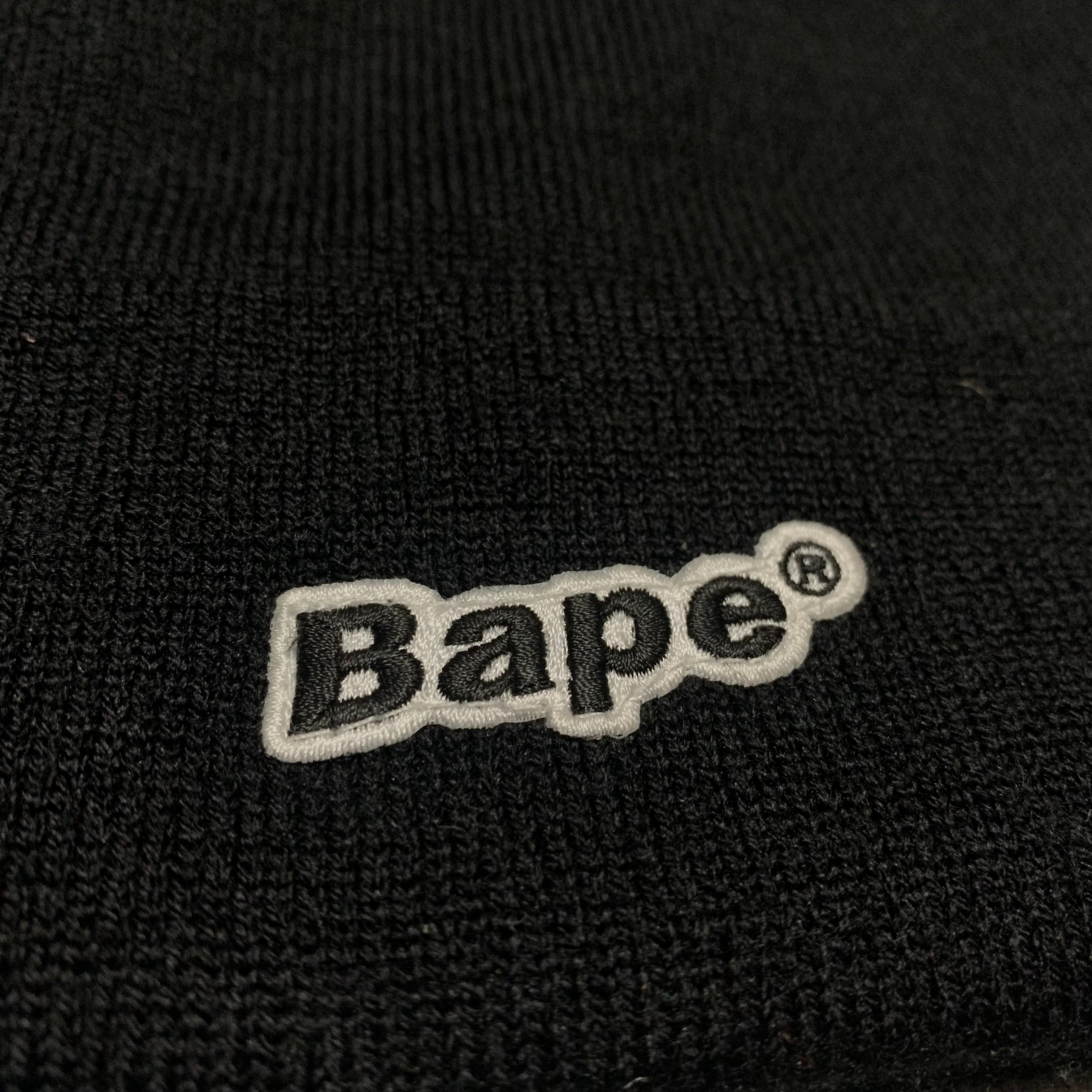 Bape Beanie Black Patch Knit Hat A Bathing Ape