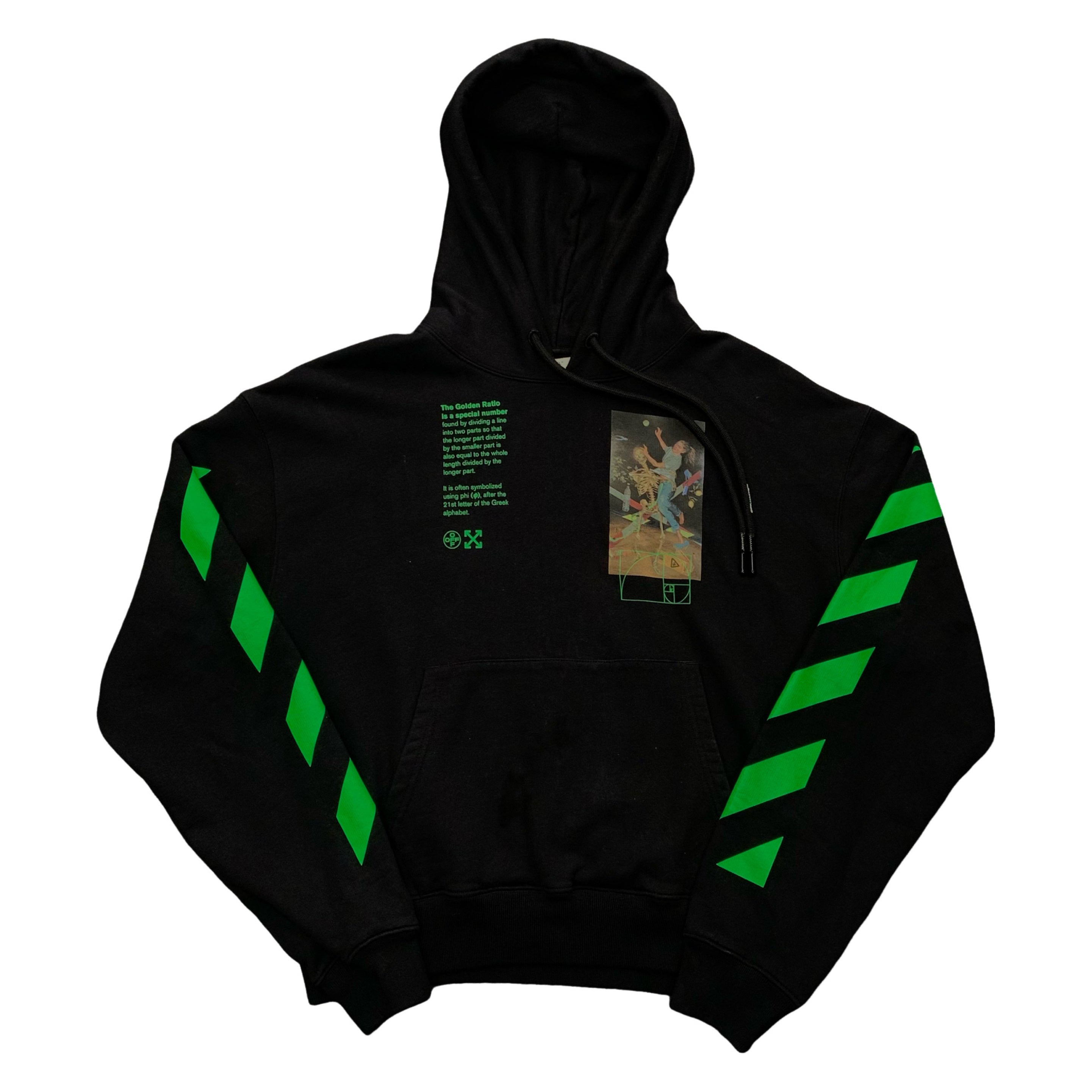 Off White Large Hoodie Golden Ratio Skeleton Black Hoodie Virgil Abloh