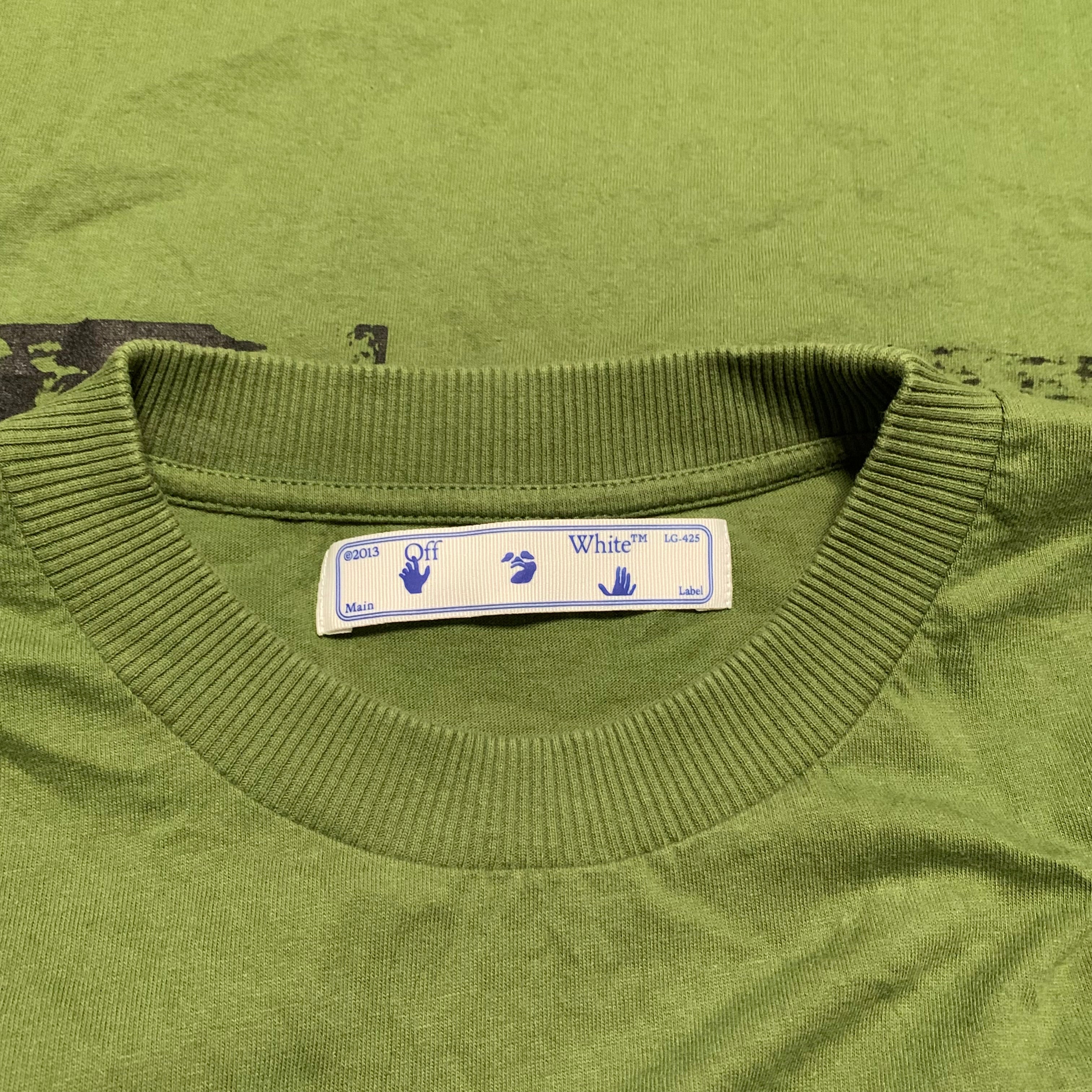 Off White Medium Arrows Graphic Khaki Green Tee Virgil Abloh