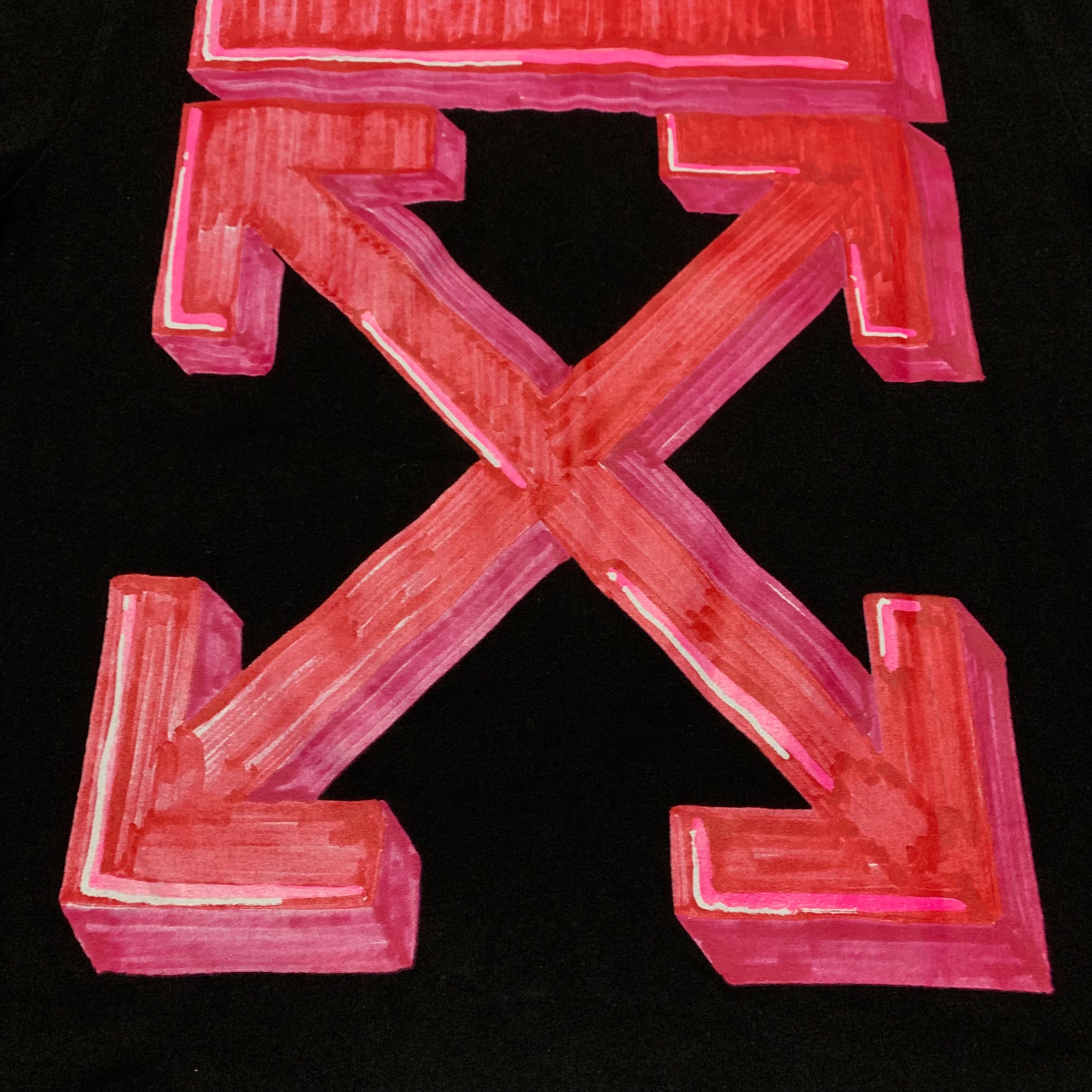 Off White Medium Marker Arrows Black Tee Virgil Abloh Pink Graphic
