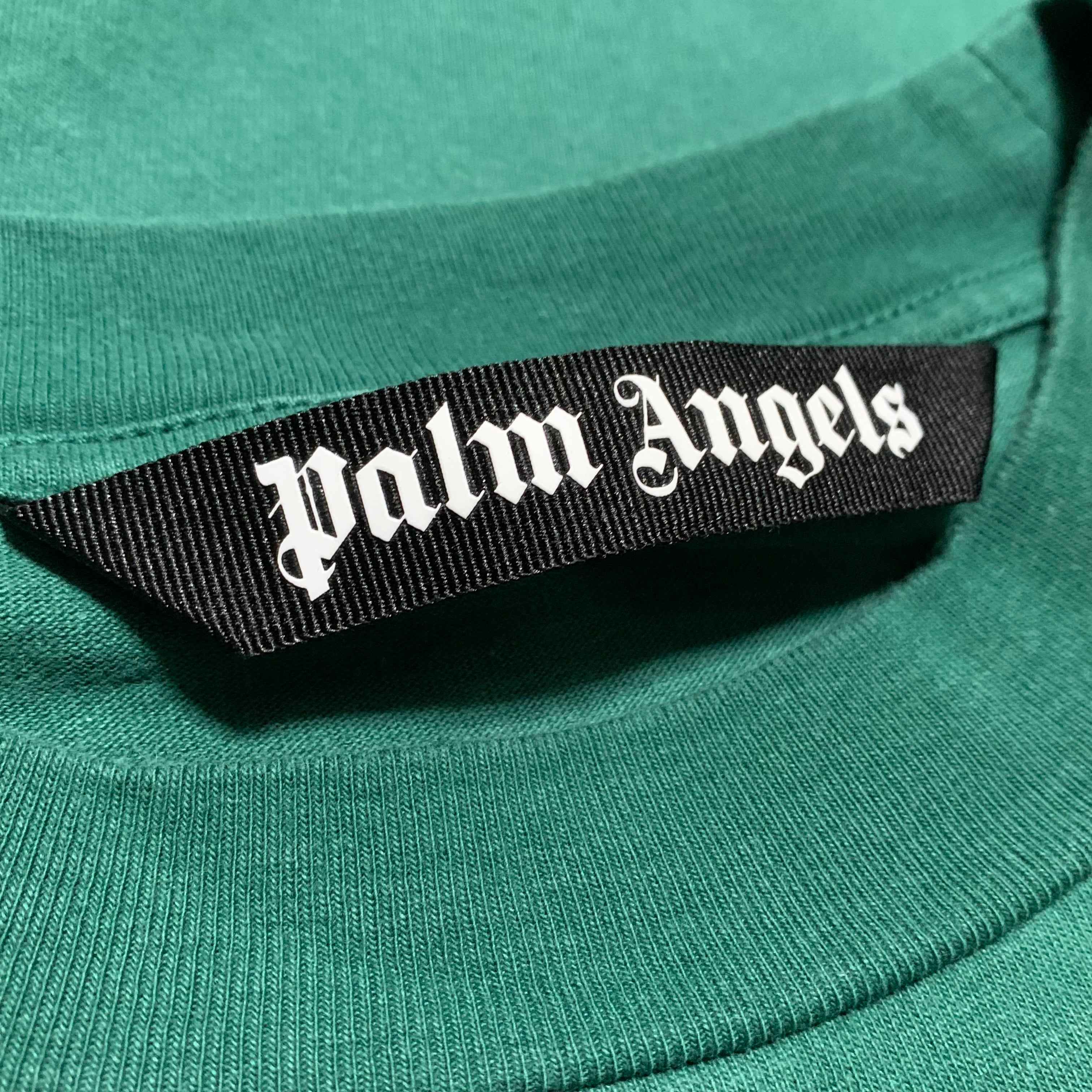 Palm Angels Large Classic Bear Sprayed Star Green Tee