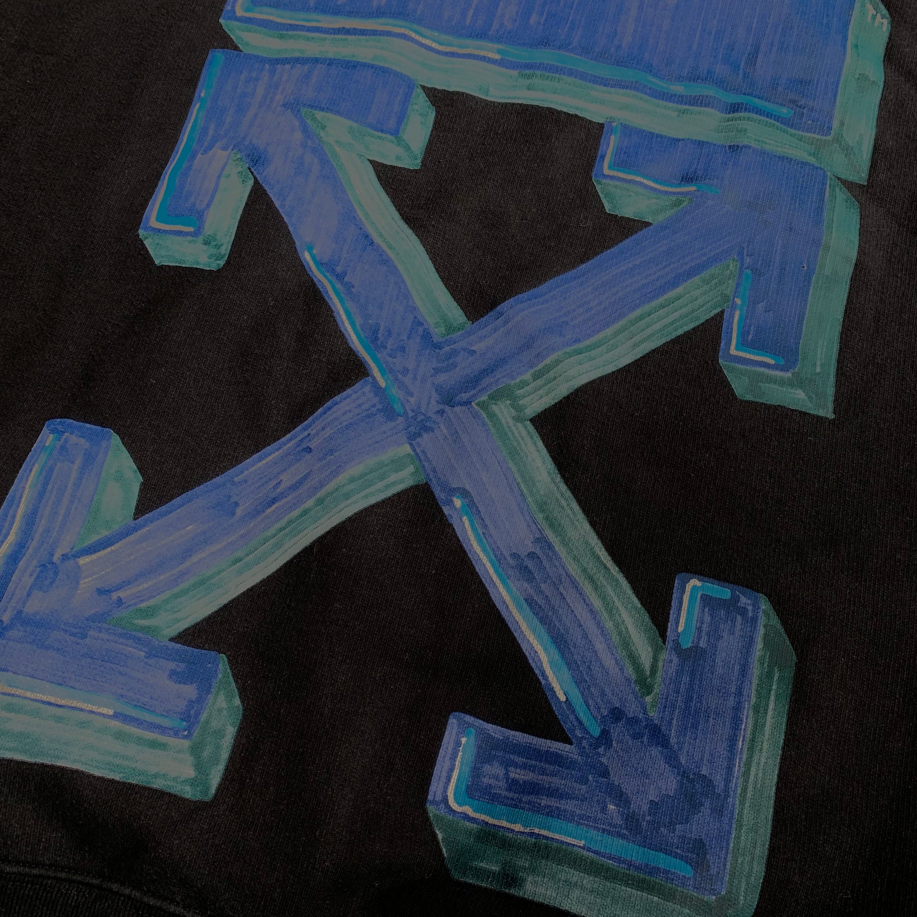 Off White Large Hoodie Marker Arrows Black Hoodie Virgil Abloh Blue Graphic
