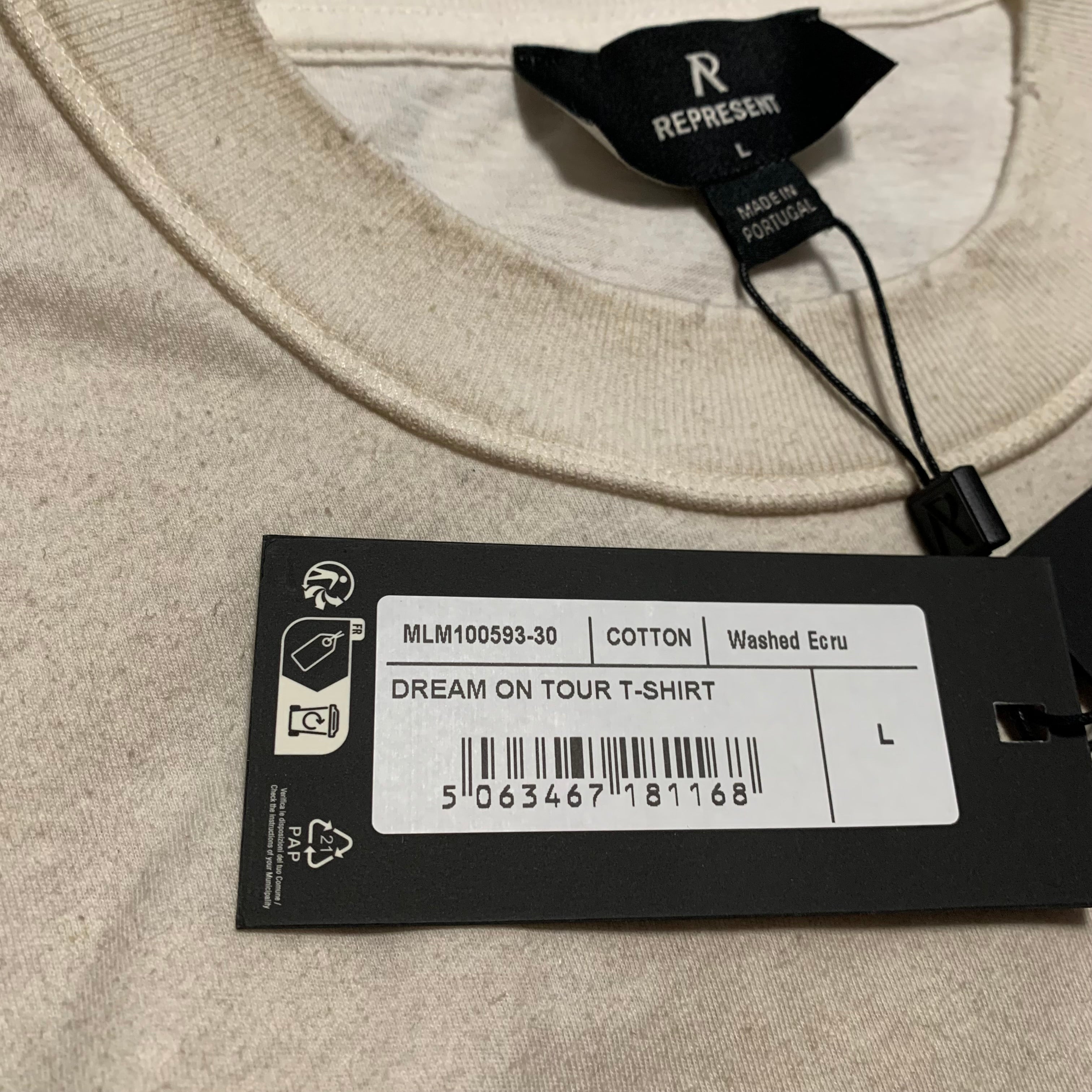 Represent Large Dream On Tour Washed Ecru White Tee