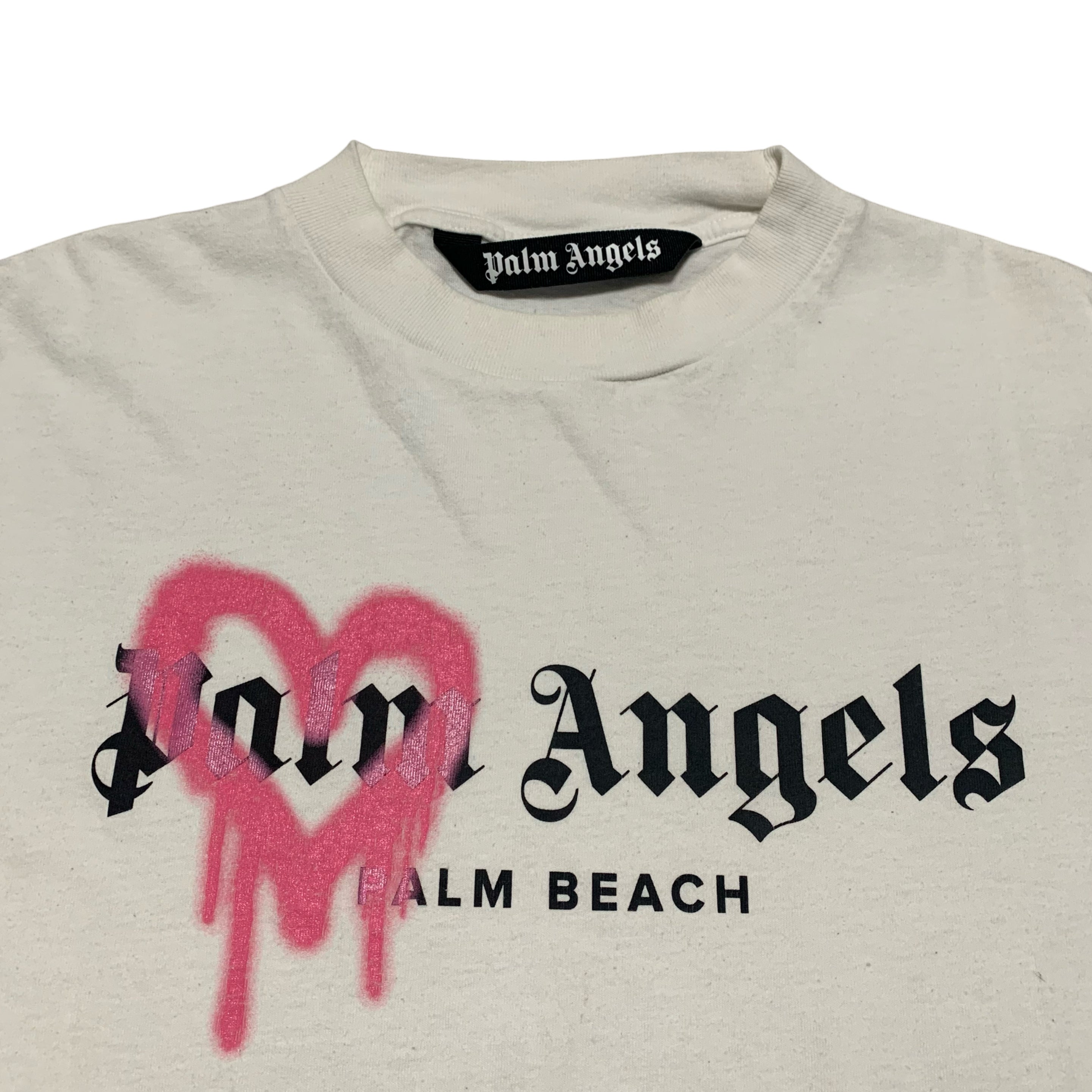 Palm Angels Medium Palm Beach Sprayed Heart White Tee