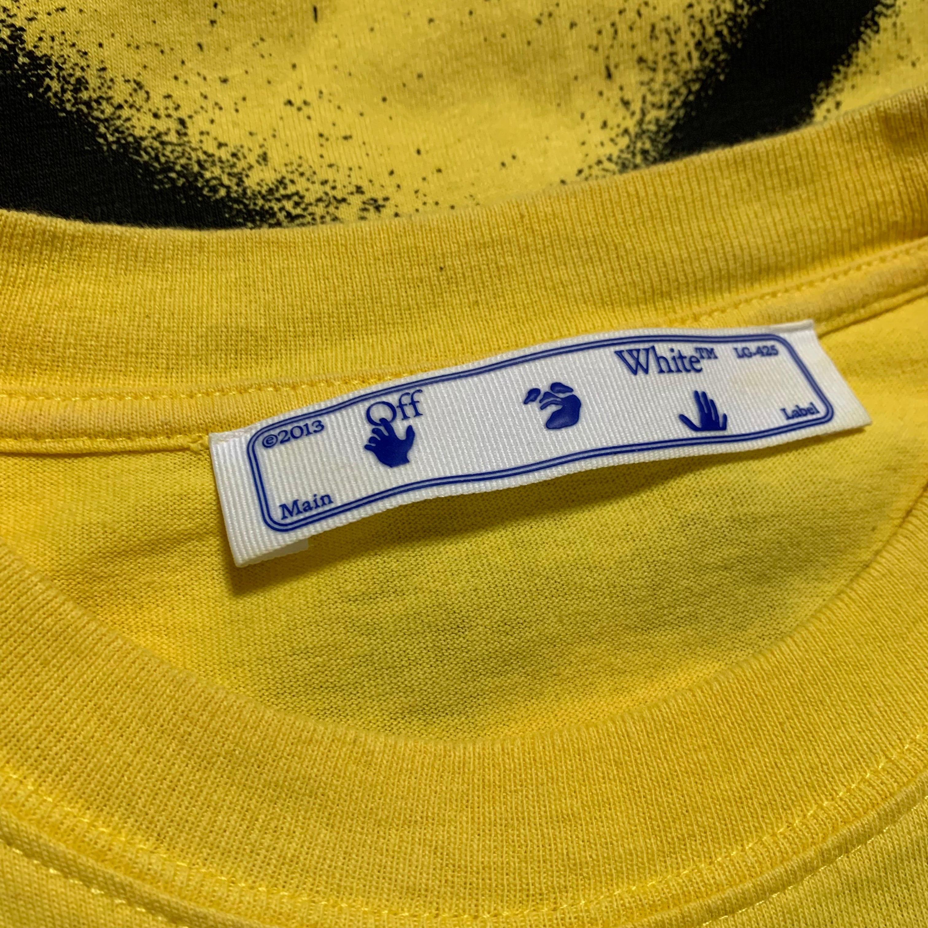 Off White Small Graffiti Arrows Yellow Tee Virgil Abloh