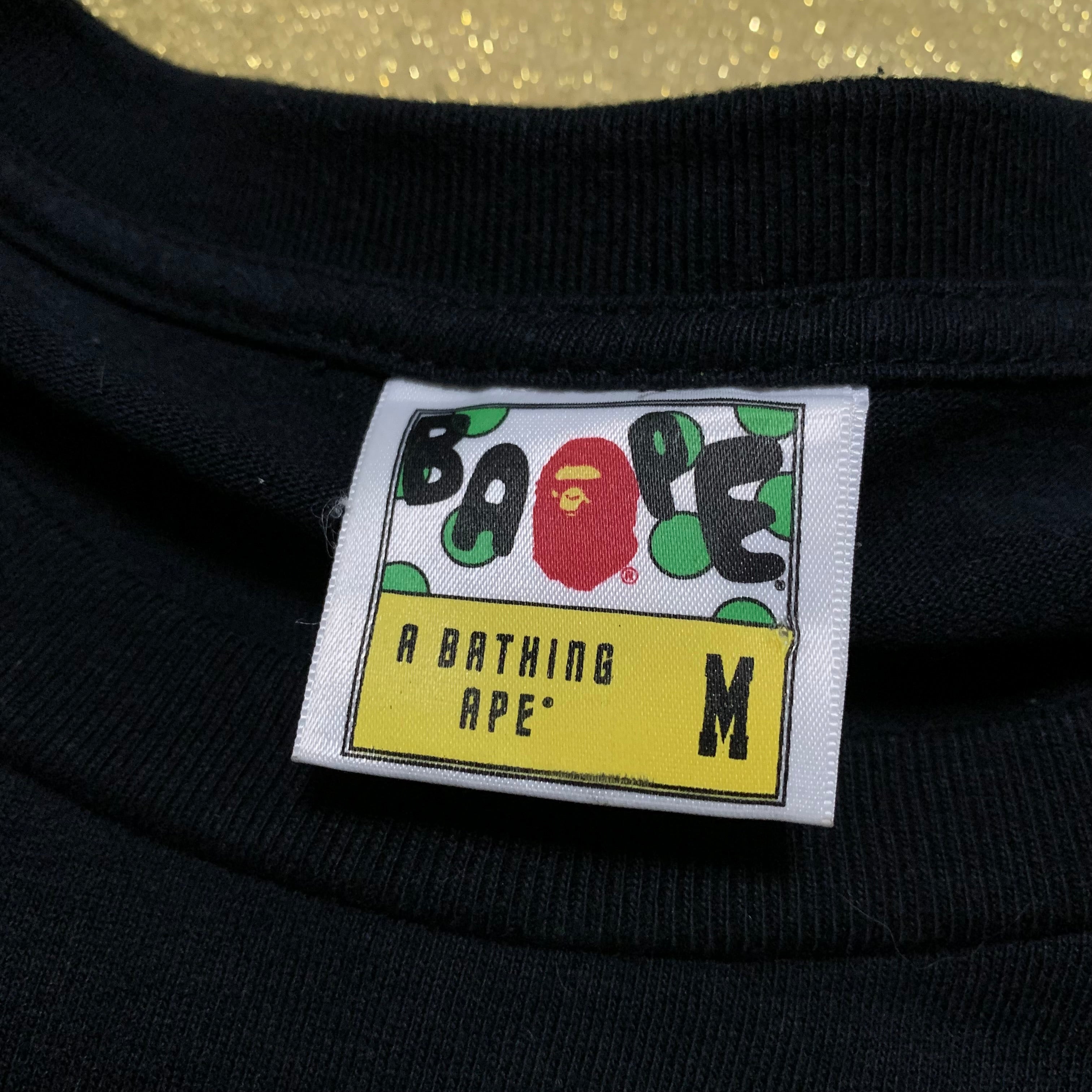 Bape Medium Gold Big Ape Head Black Tee A Bathing Ape