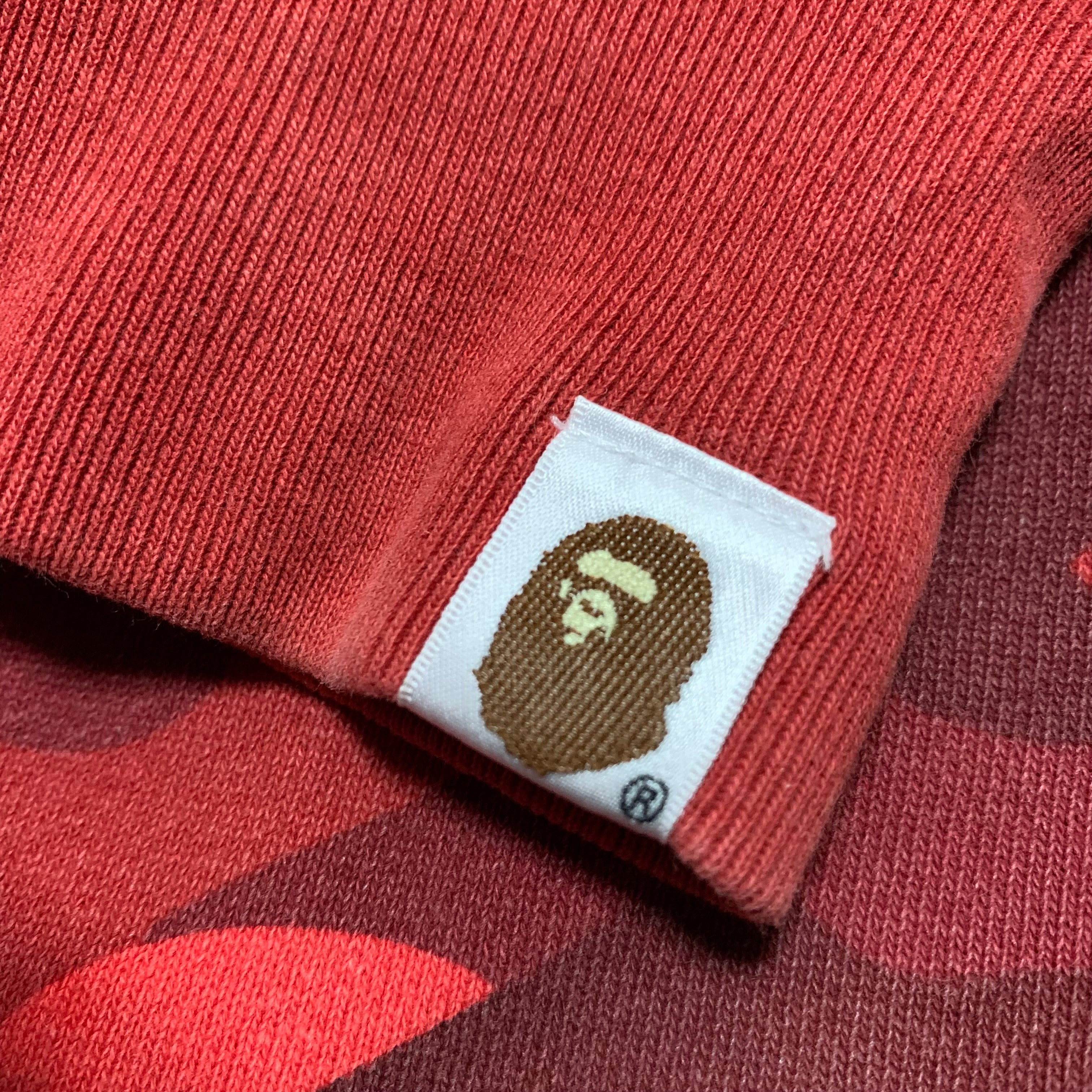 Bape Medium Red Camo Oversized Sweatshirt Crewneck Distressed A Bathing Ape