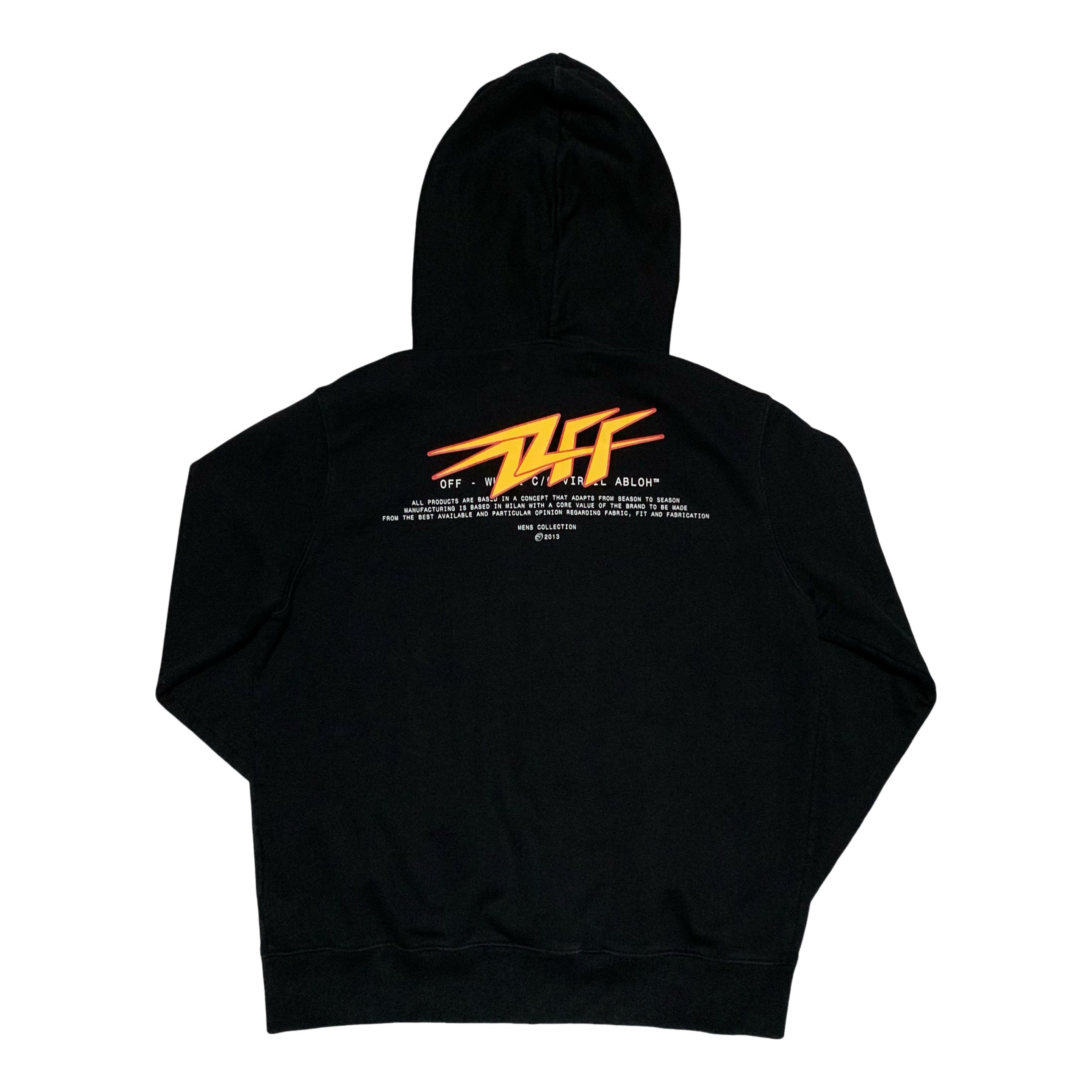 Off White Medium Thunder Logo Black Zip Hoodie Virgil Abloh