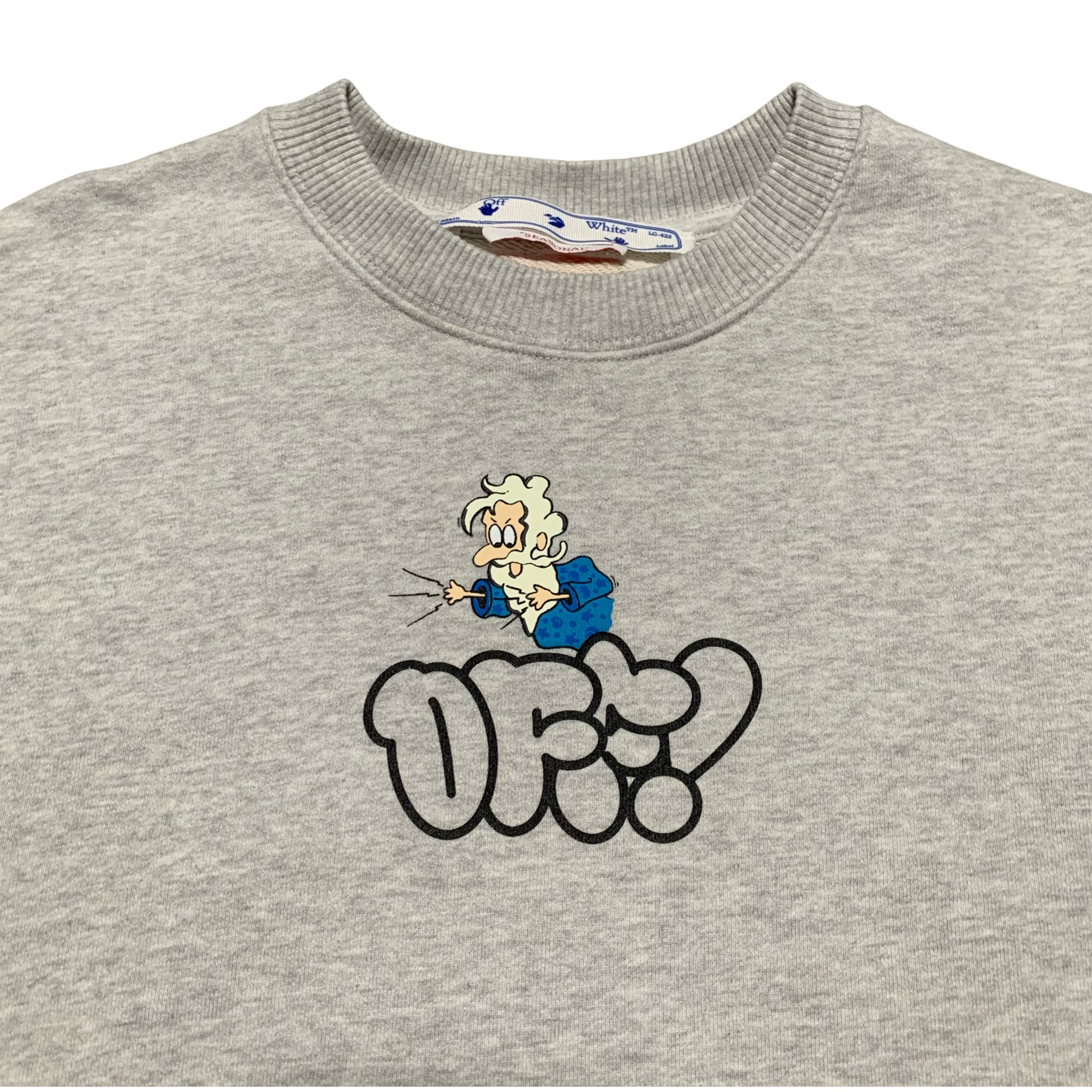Off White Medium Wizard Cartoon Graffiti Grey Sweatshirt Crewneck Virgil Abloh