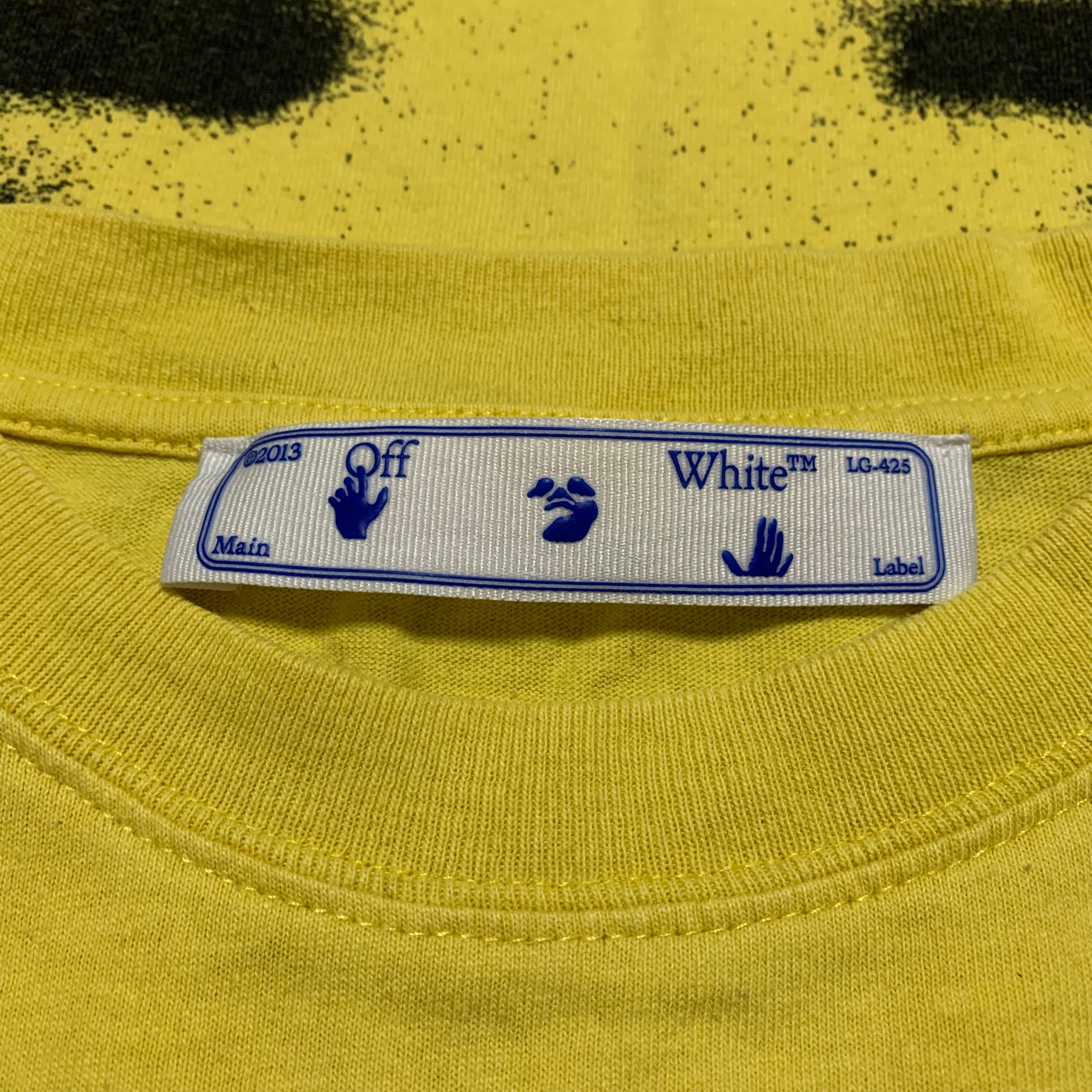 Off White Small Sprayed Marker Graffiti Yellow Tee Virgil Abloh