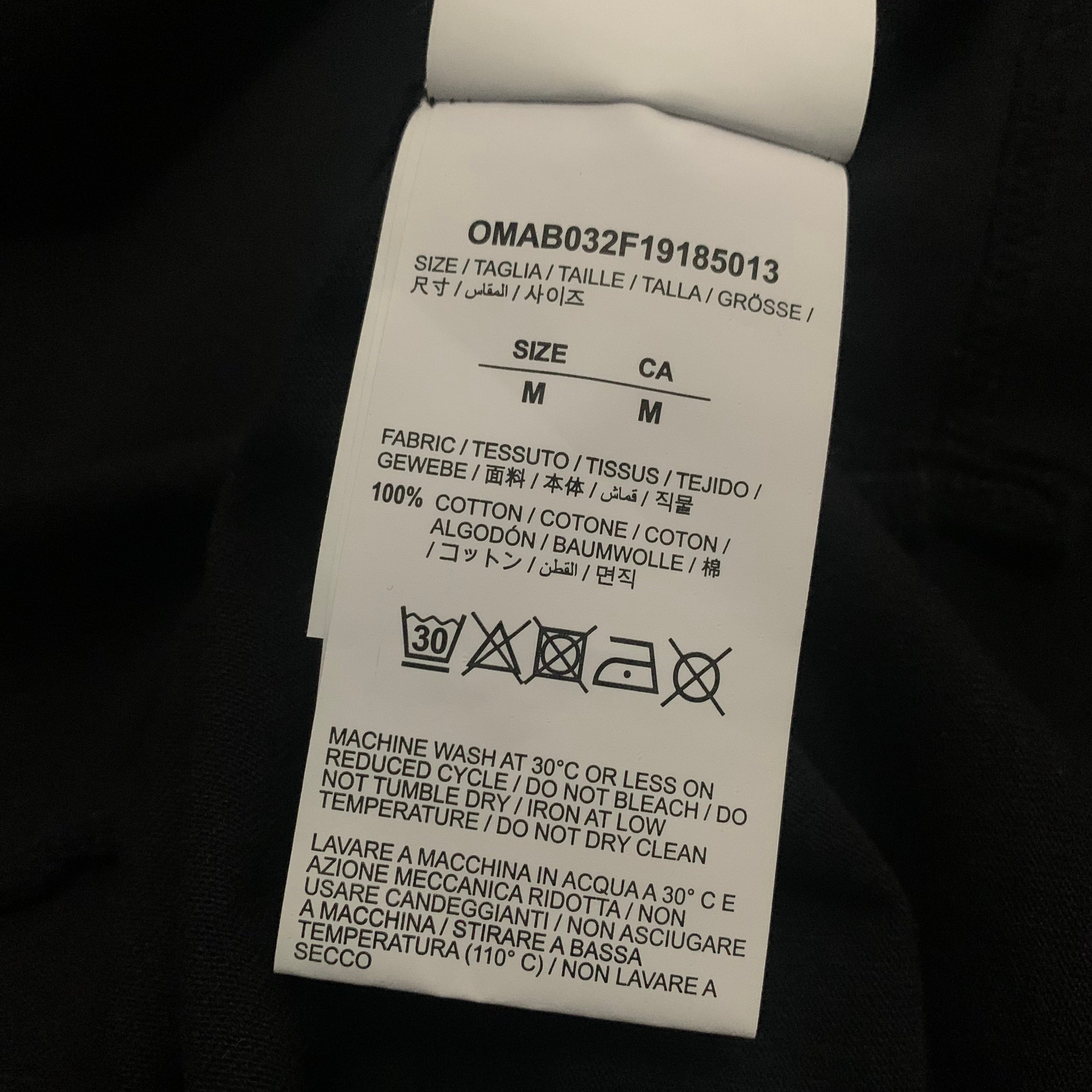 Off White Medium Ruined Factory Black Long Sleeve Tee Virgil Abloh Oversized (OMAB032F19185013)