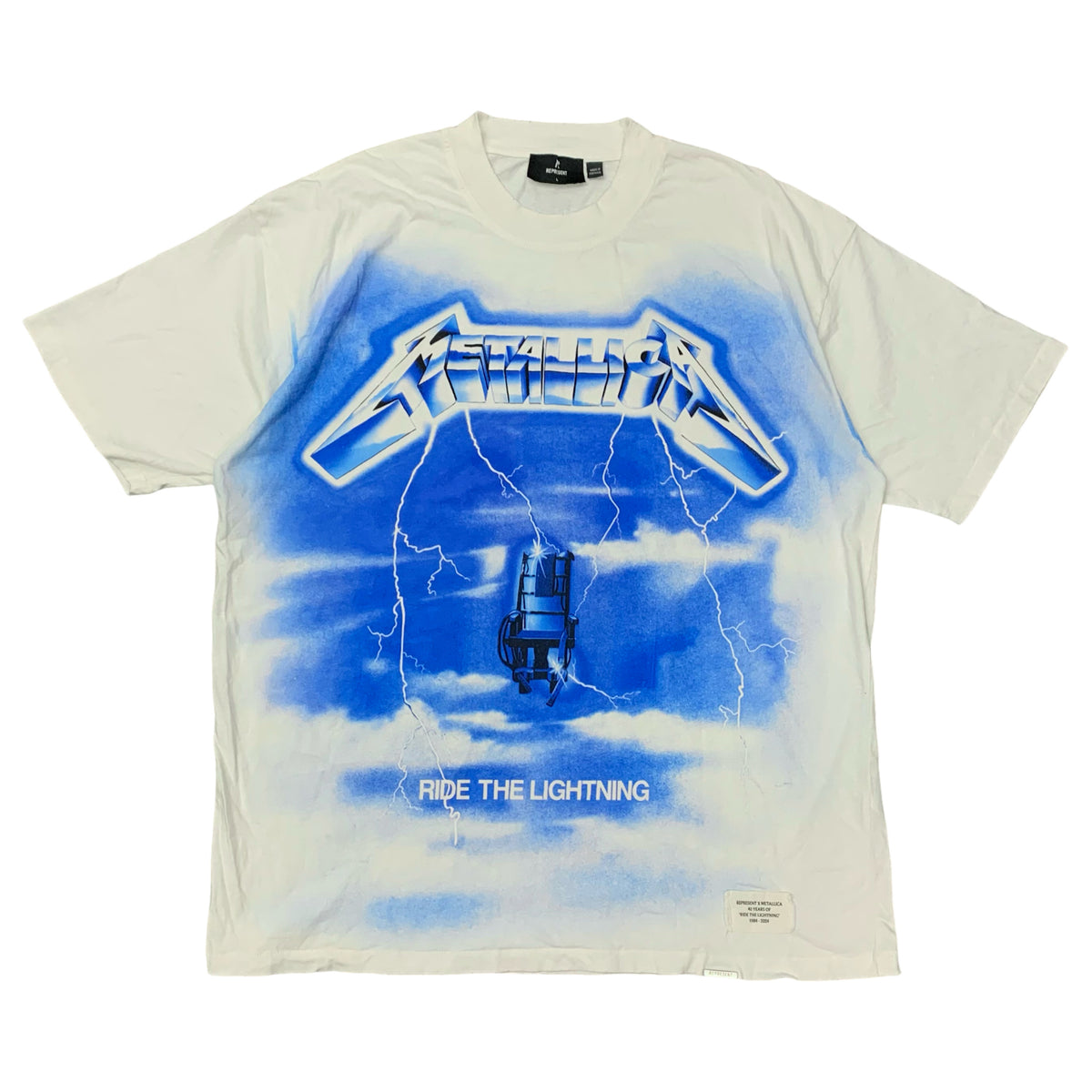 Represent Large Metallica Tee Ride The Lighting Flat White T-Shirt