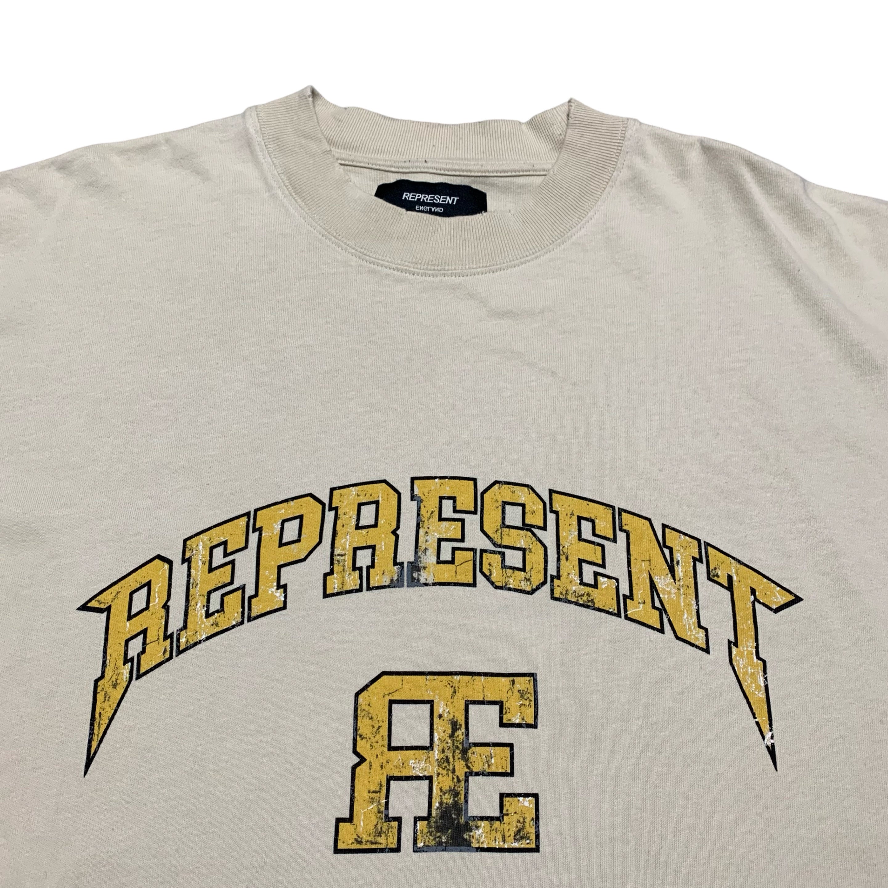 Represent Medium Varsity Logo Vintage White Tee