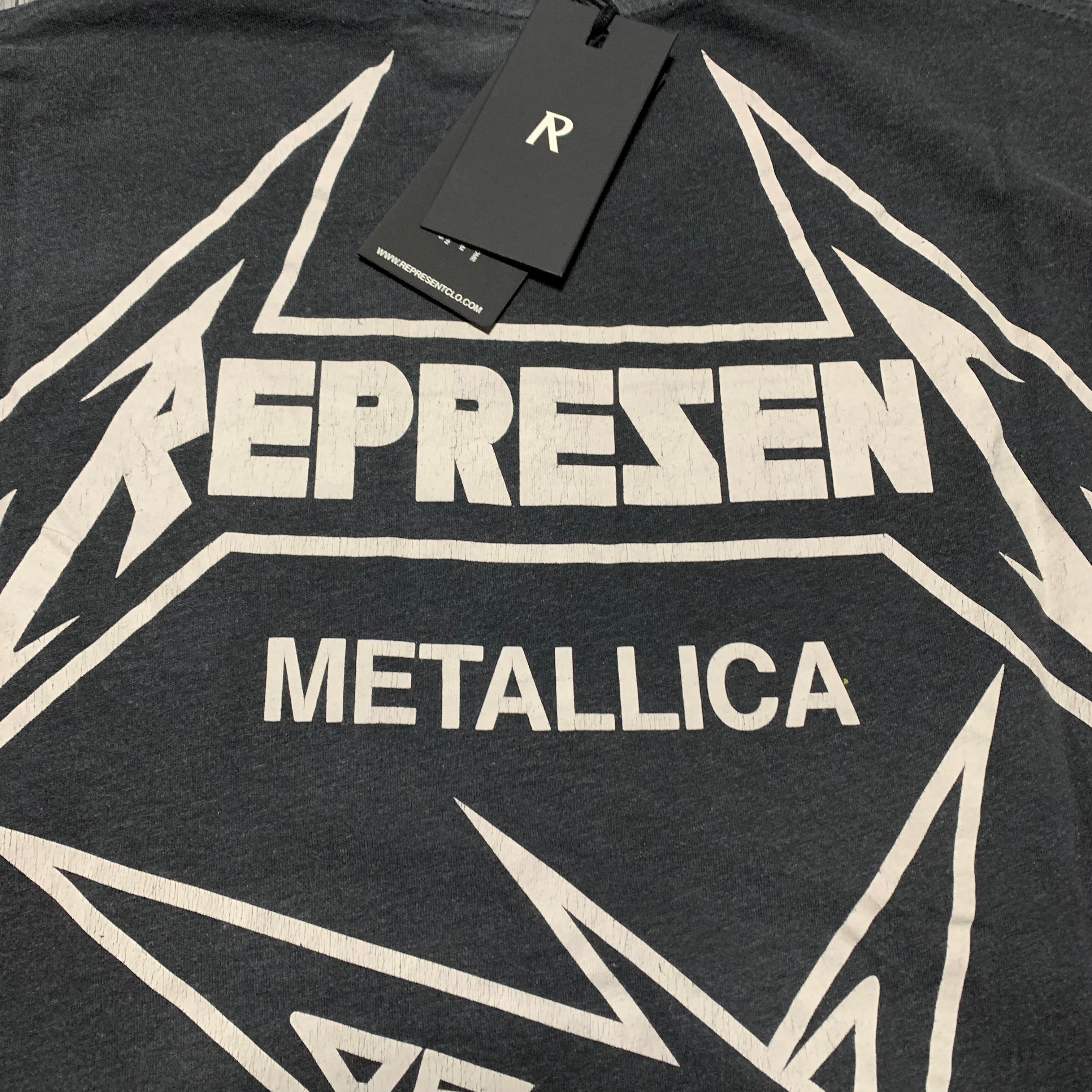 Represent x Metallica Small Local Crew Stained Black Tee (RRP £110)