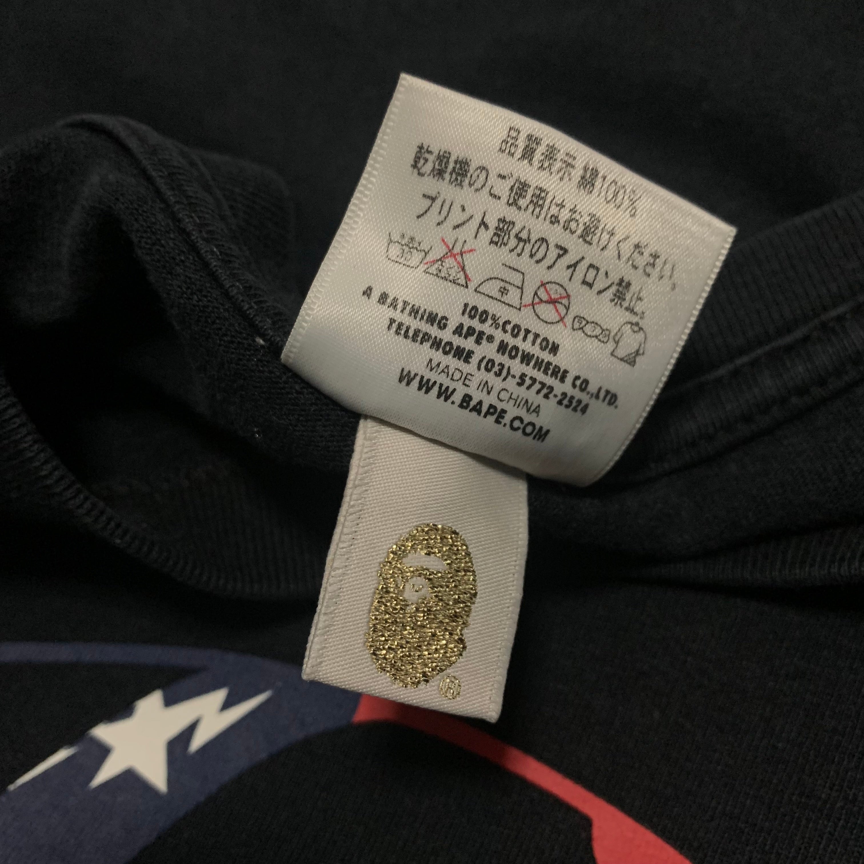 Bape XL USA Graphic Black Long Sleeve Tee A Bathing Ape