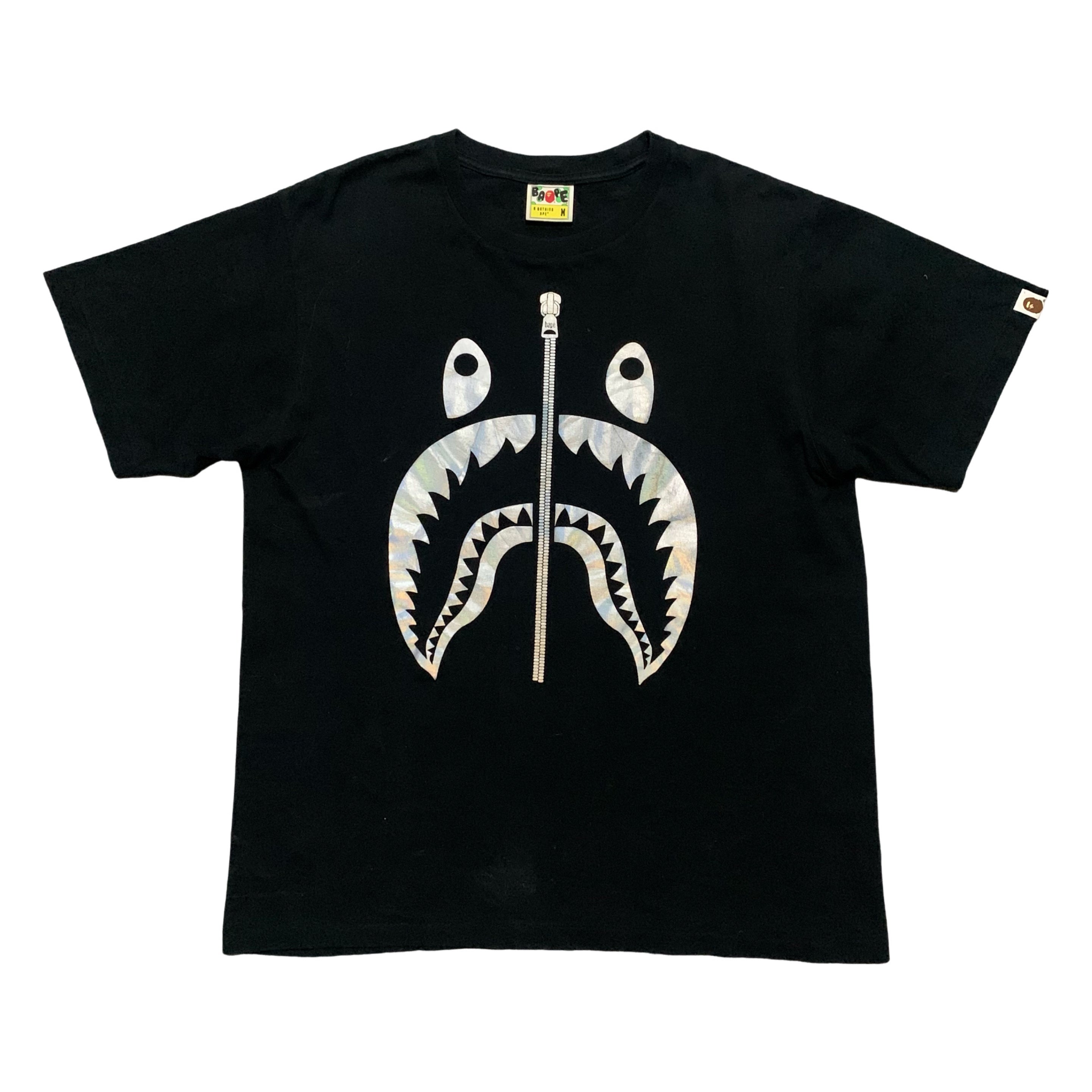 Bape Medium Shark Holographic Black Tee A Bathing Ape