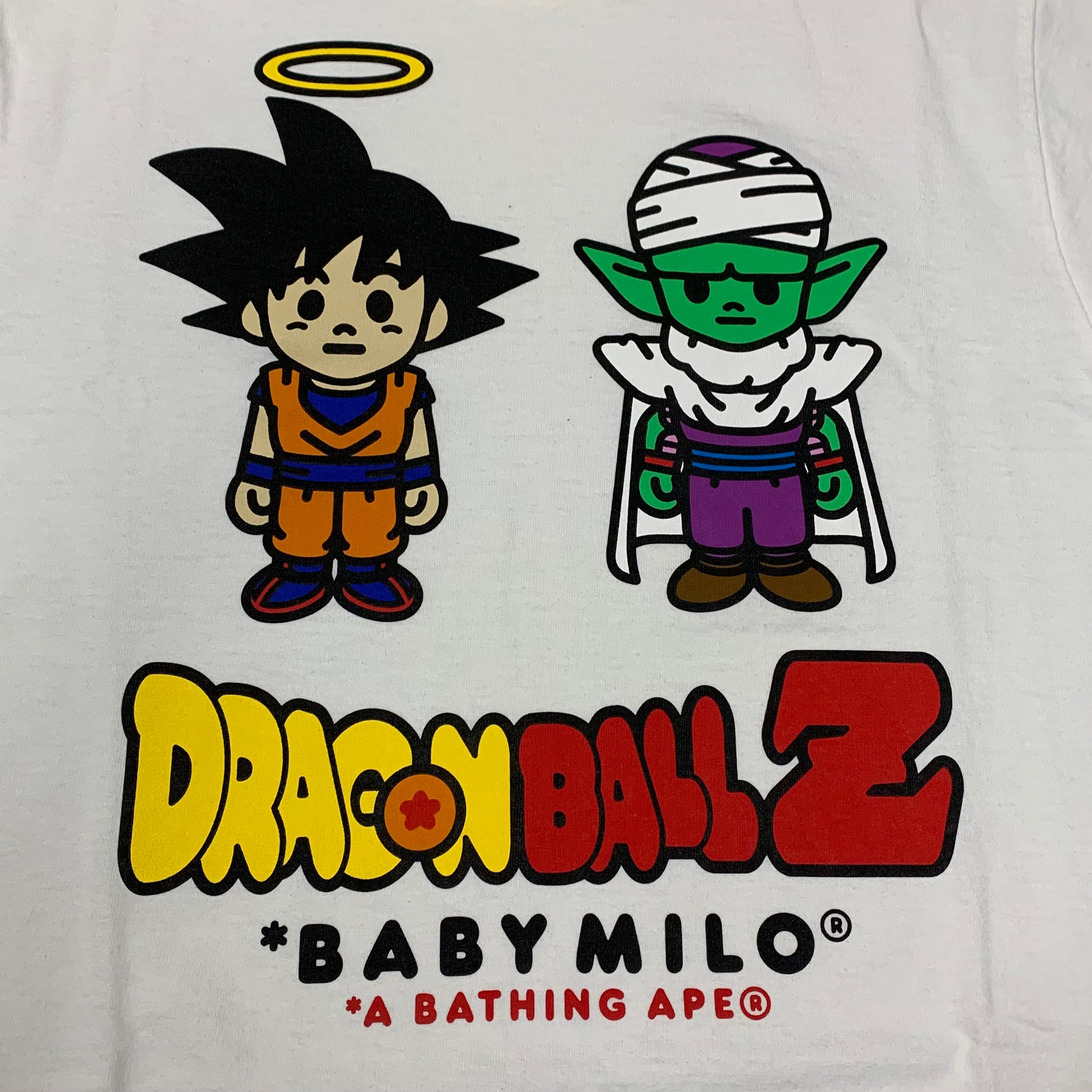 Bape Medium Tee Dragon Ball Z Son Goku & Piccolo Baby Milo White T-Shirt A Bathing Ape