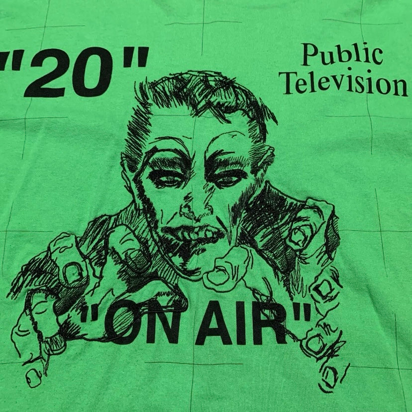 Off White Medium Public Television Green Long Sleeve Tee Virgil Abloh