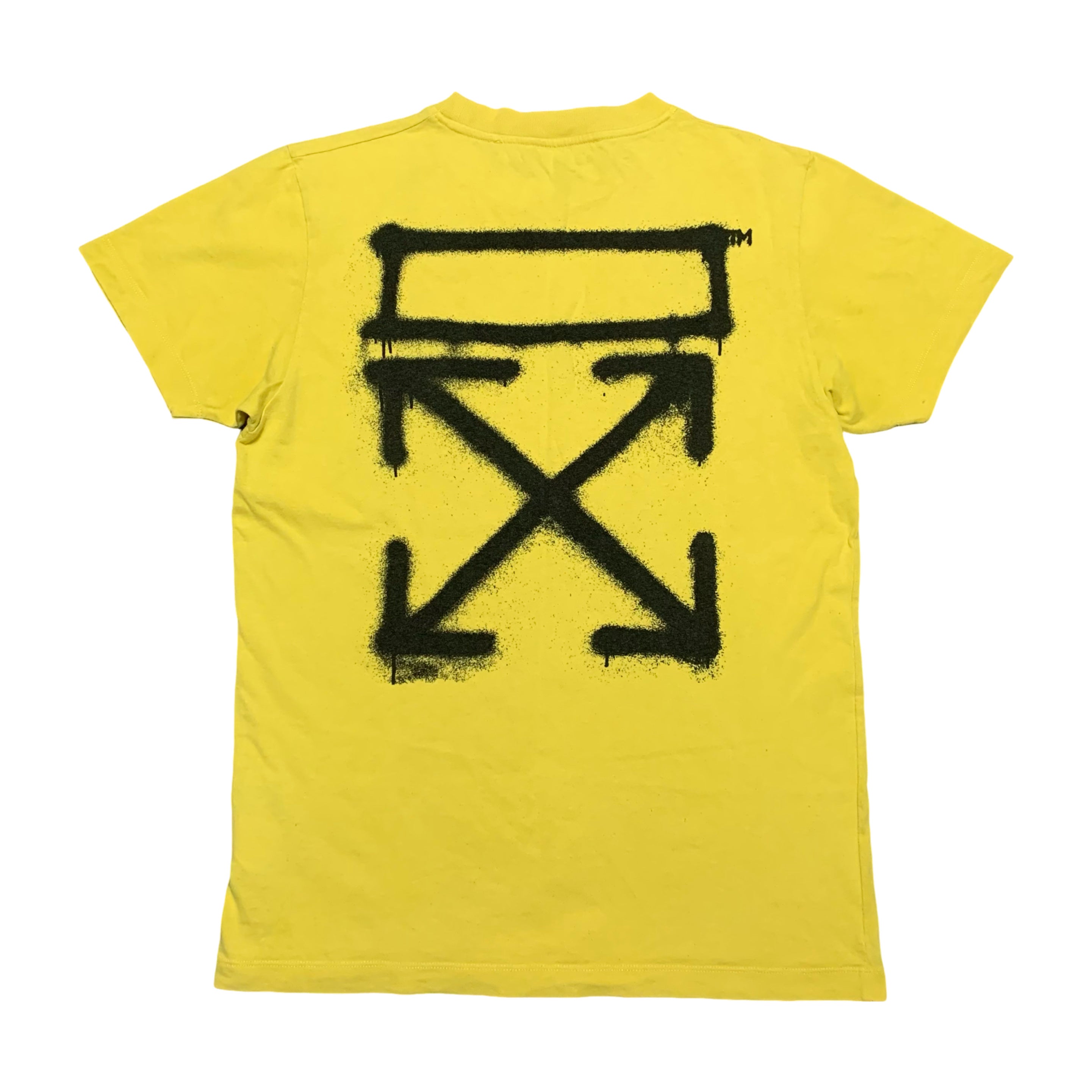 Off White Small Sprayed Marker Graffiti Yellow Tee Virgil Abloh